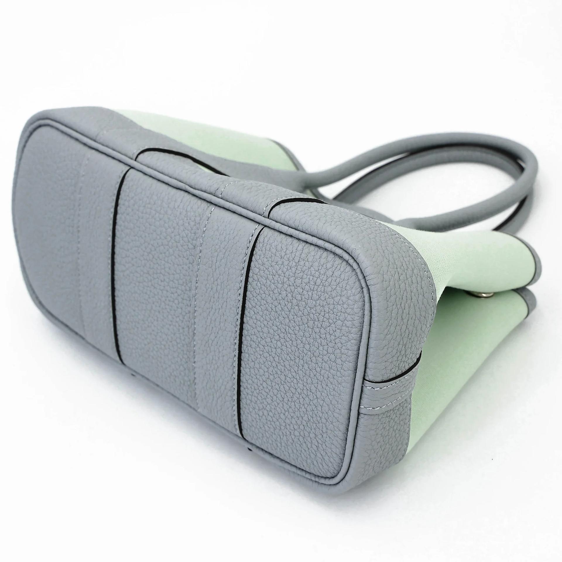 Brand New ( Rank N ) HERMÈS Neo Garden Party 23 Vert Peppermint (N3) Gris Pantin (P0) Toile Officier canvas Negonda Palladium hardware G (2026) - 4