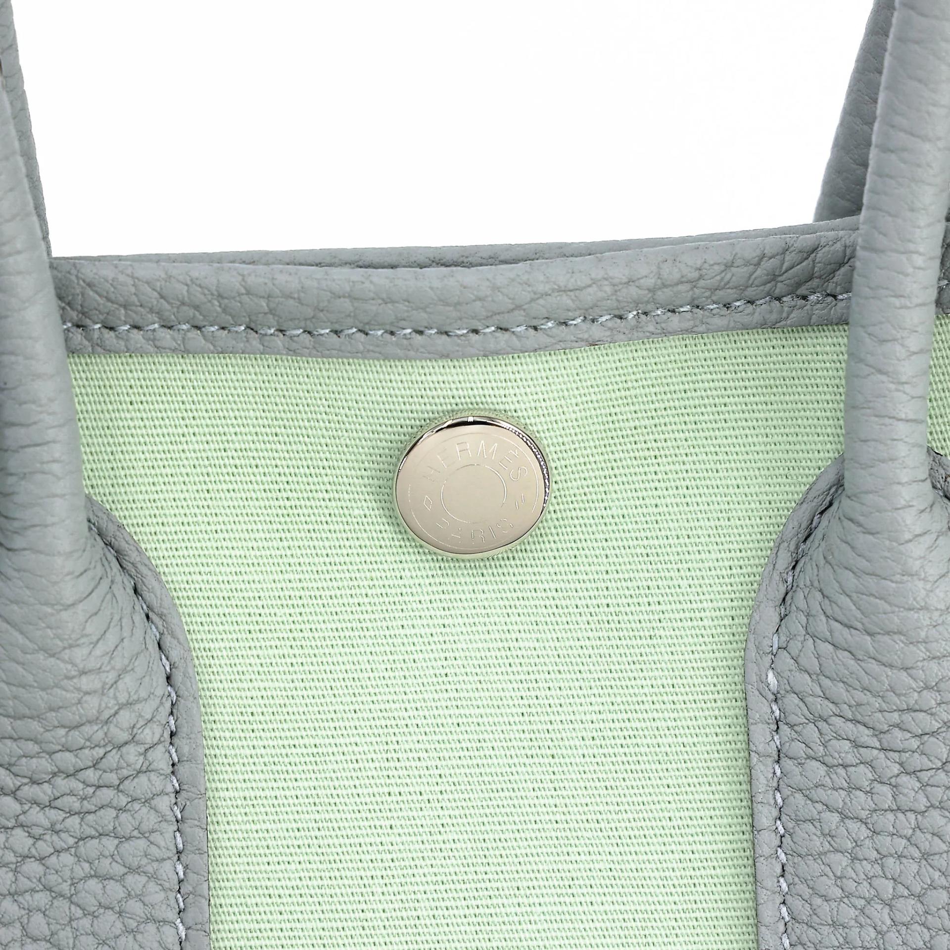 Brand New ( Rank N ) HERMÈS Neo Garden Party 23 Vert Peppermint (N3) Gris Pantin (P0) Toile Officier canvas Negonda Palladium hardware G (2026) - 9