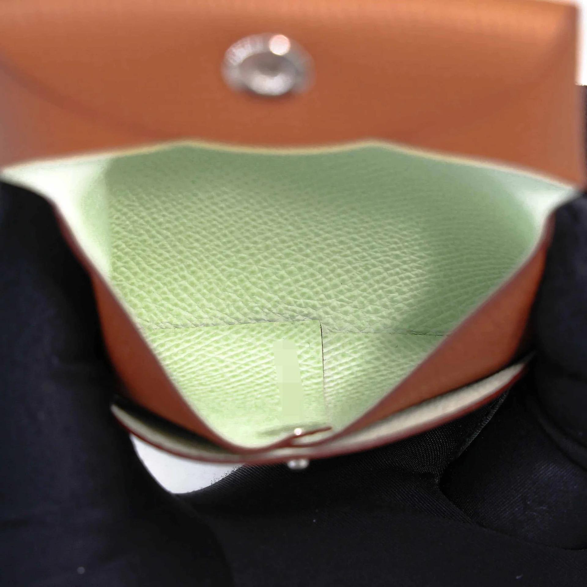 Brand New ( Rank N ) HERMÈS Bastia purse Verso Gold (37) Vert Fizz (0S) Epsom Palladium hardware U (2022) - 11