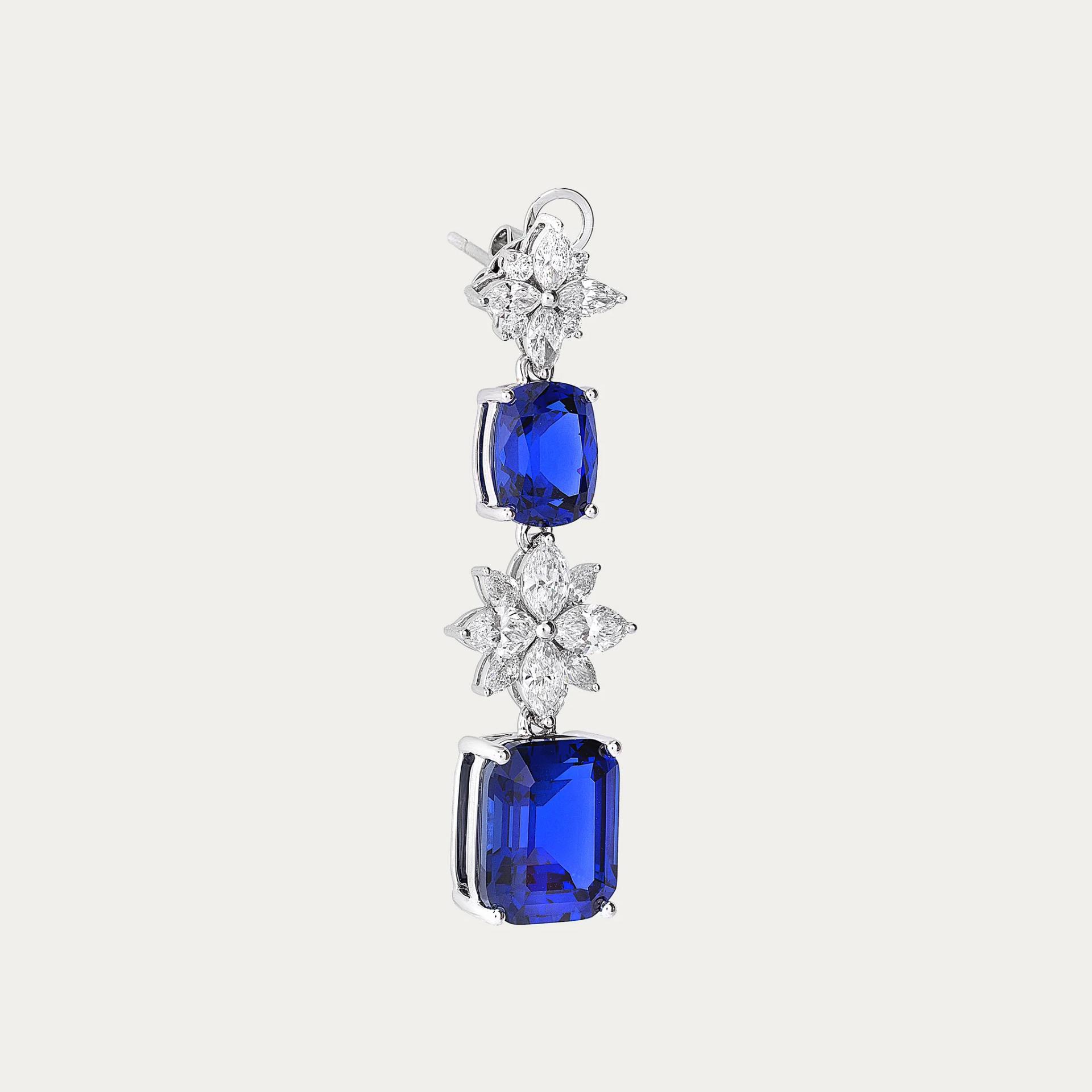 Brand New ( Rank N ) Mira Mira Radiant Truth Shiny Me Sapphire Earring Blue 18K White Gold - 3