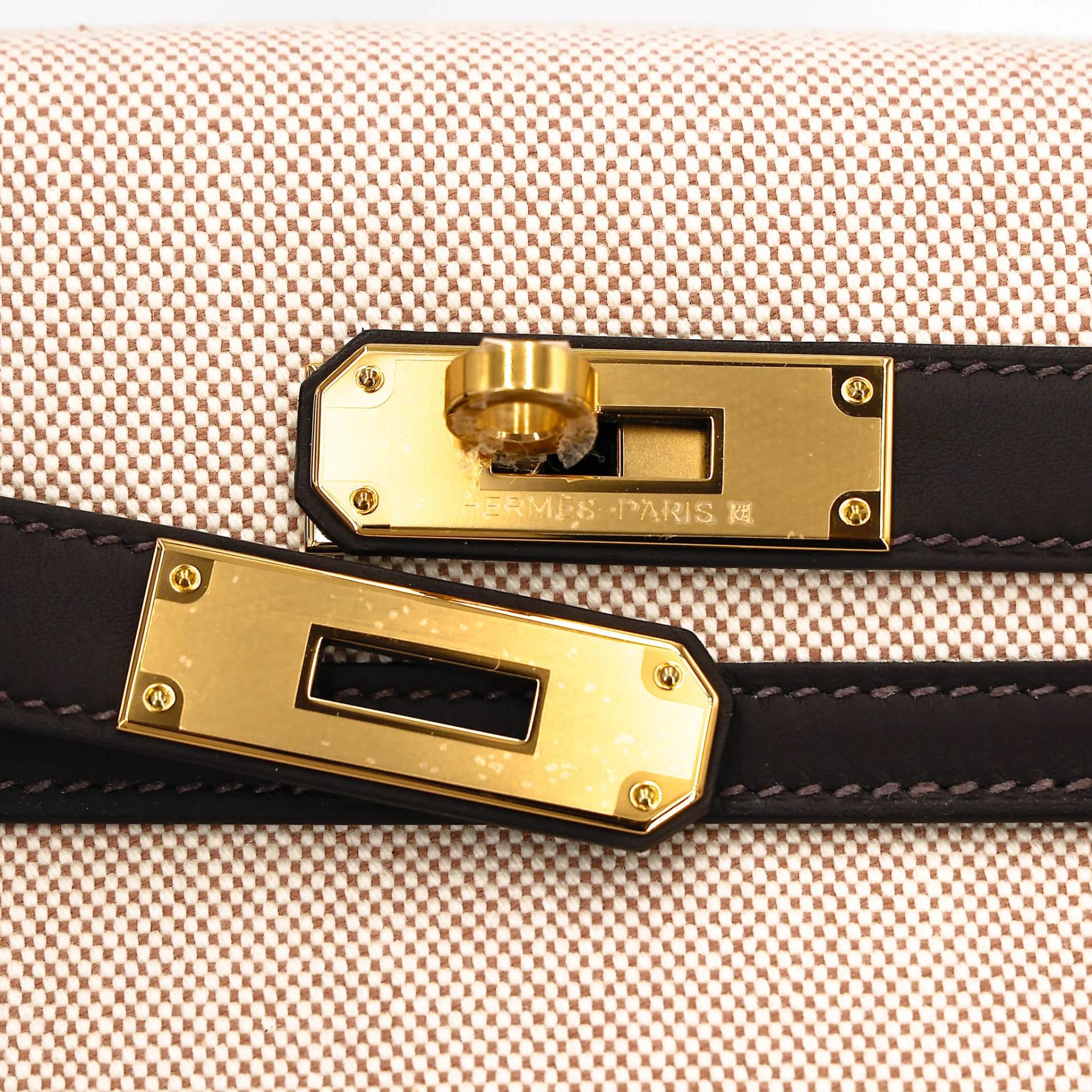 Brand New ( Rank N ) HERMÈS Kelly 28 Bai Brun(T3) Toile H canvas Swift Gold hardware K (2025) - 8