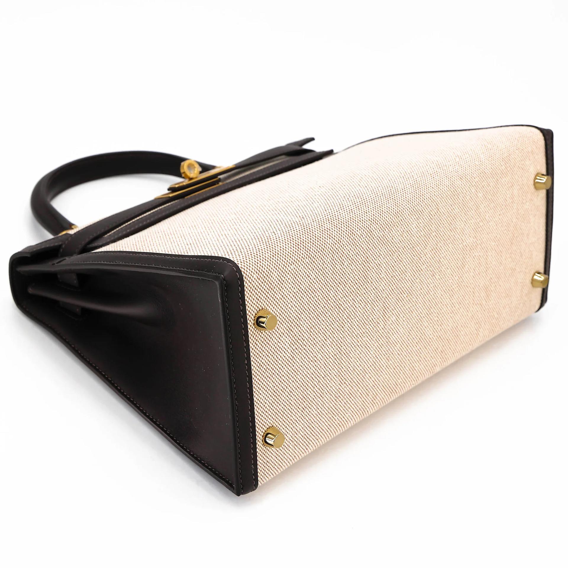 Brand New ( Rank N ) HERMÈS Kelly 28 Bai Brun(T3) Toile H canvas Swift Gold hardware K (2025) - 5