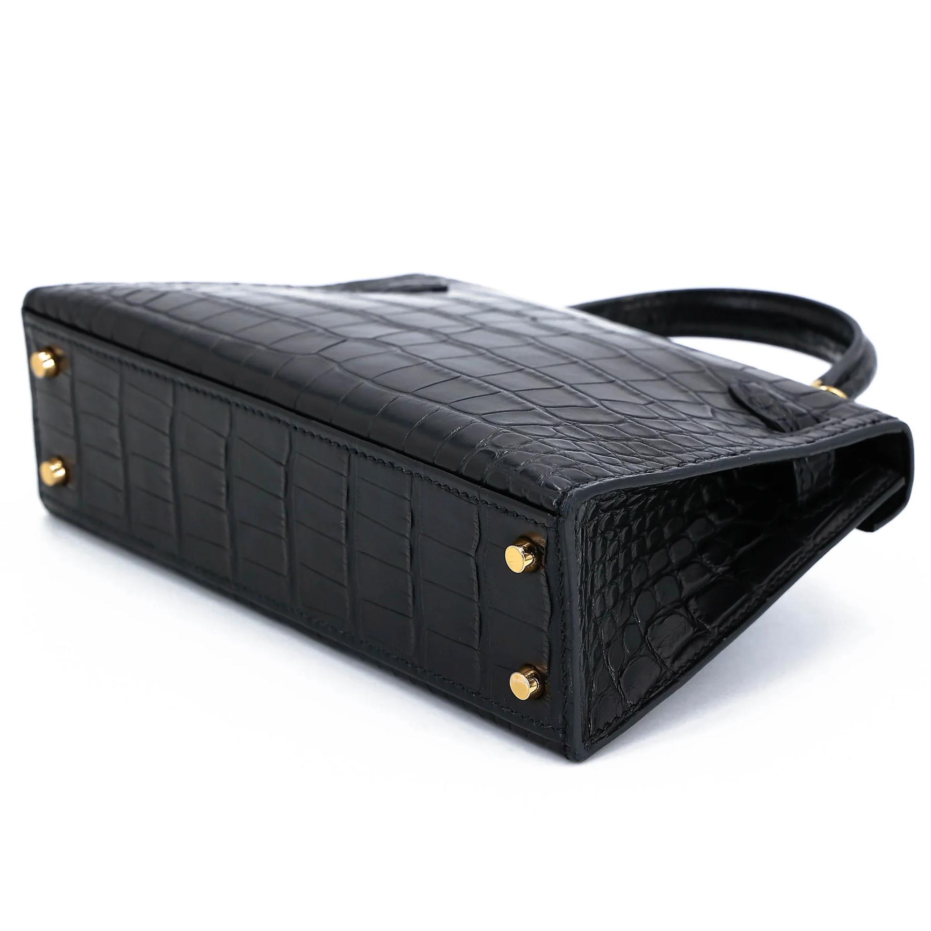 Brand New ( Rank N ) HERMÈS Mini Kelly II Noir (89) Matte Alligator Gold hardware G (2026) - 6