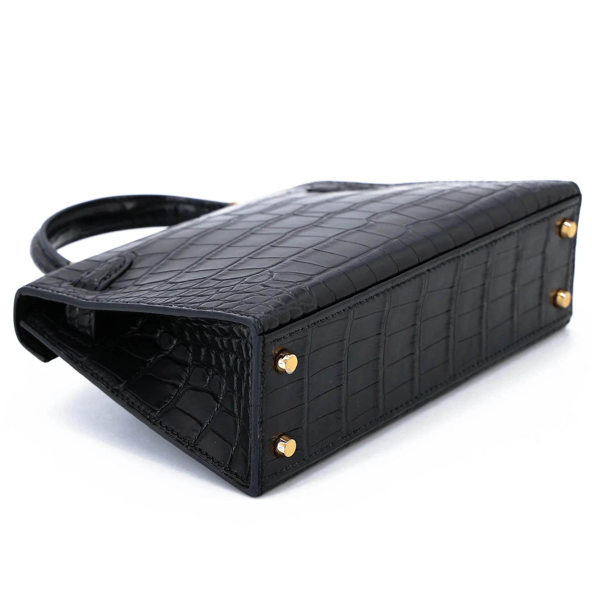 Brand New ( Rank N ) HERMÈS Mini Kelly II Noir (89) Matte Alligator Gold hardware G (2026) - 7