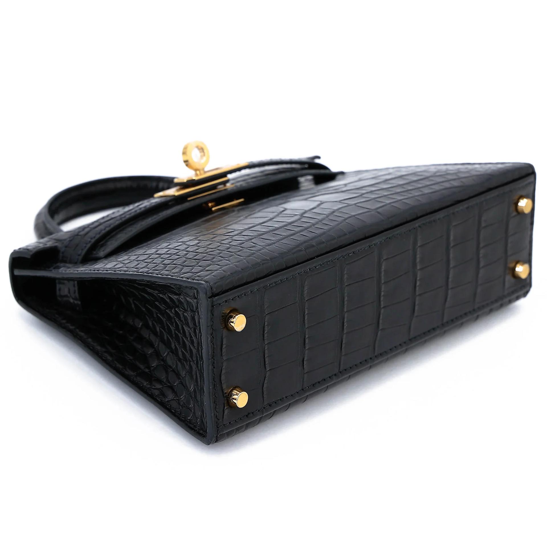 Brand New ( Rank N ) HERMÈS Mini Kelly II Noir (89) Matte Alligator Gold hardware G (2026) - 5