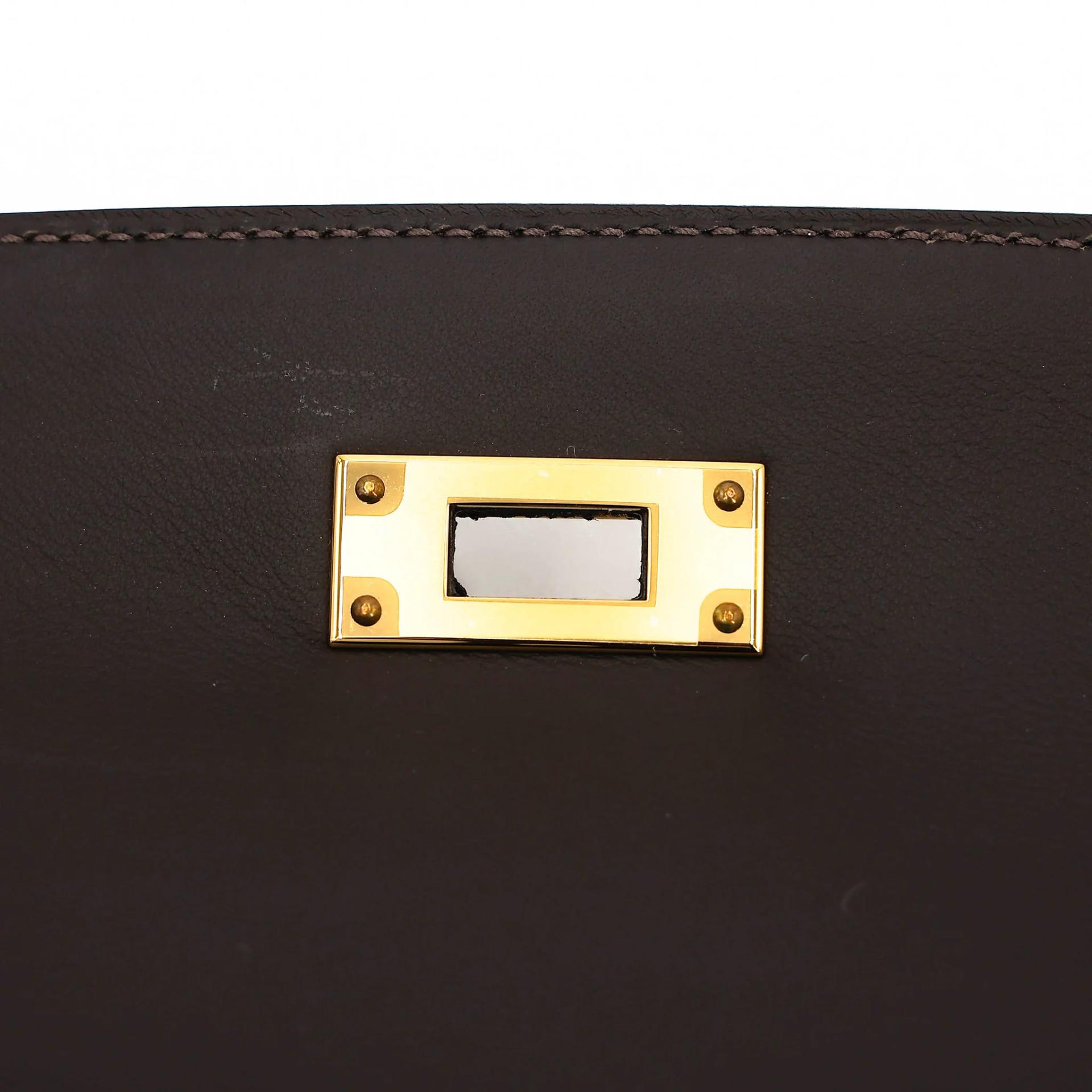 Brand New ( Rank N ) HERMÈS Kelly 28 Bai Brun(T3) Toile H canvas Swift Gold hardware K (2025) - 11