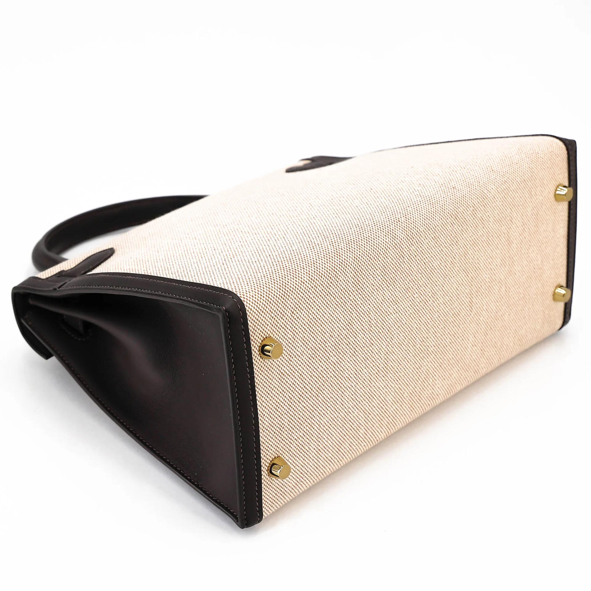 Brand New ( Rank N ) HERMÈS Kelly 28 Bai Brun(T3) Toile H canvas Swift Gold hardware K (2025) - 7