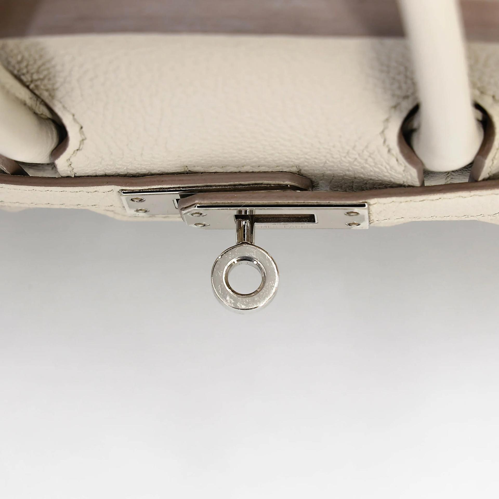 Very Good ( Rank A) HERMÈS Birkin 25 Beton (8L) Togo Palladium hardware U (2022) - 12