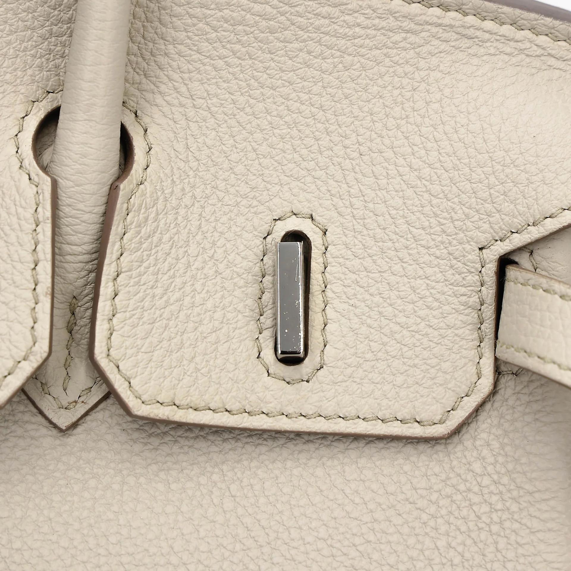 Very Good ( Rank A) HERMÈS Birkin 25 Beton (8L) Togo Palladium hardware U (2022) - 9