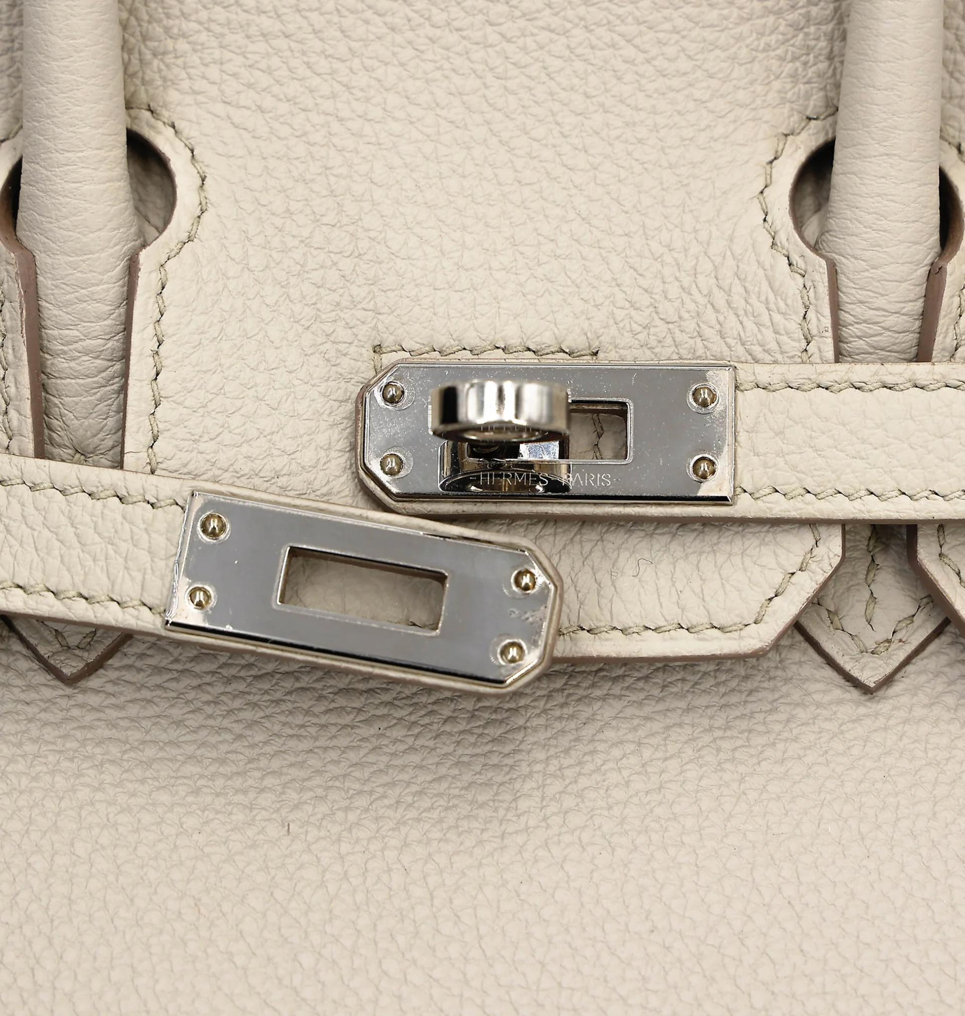 Very Good ( Rank A) HERMÈS Birkin 25 Beton (8L) Togo Palladium hardware U (2022) - 8