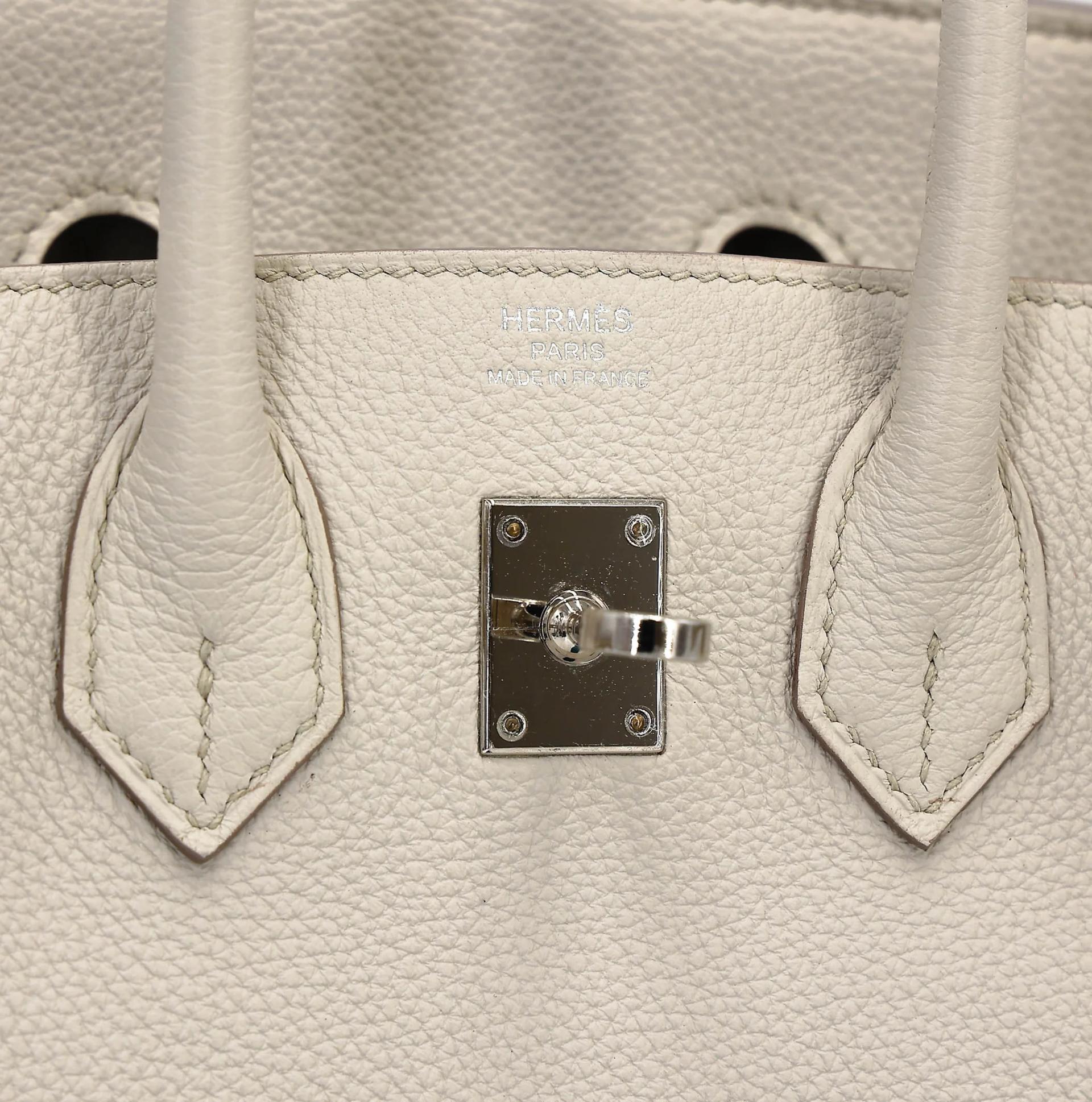 Very Good ( Rank A) HERMÈS Birkin 25 Beton (8L) Togo Palladium hardware U (2022) - 13