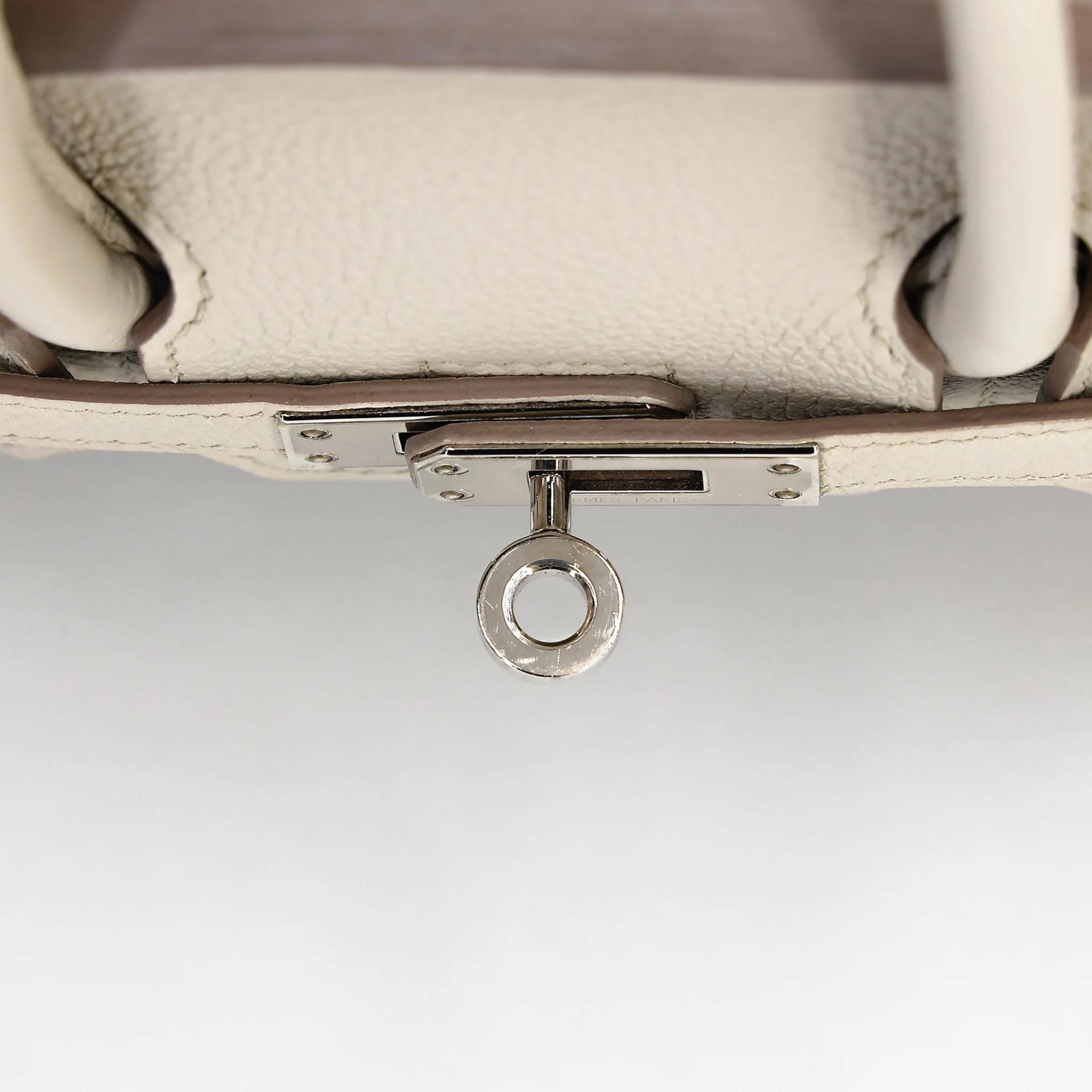 Very Good ( Rank A) HERMÈS Birkin 25 Beton (8L) Togo Palladium hardware U (2022) - 11