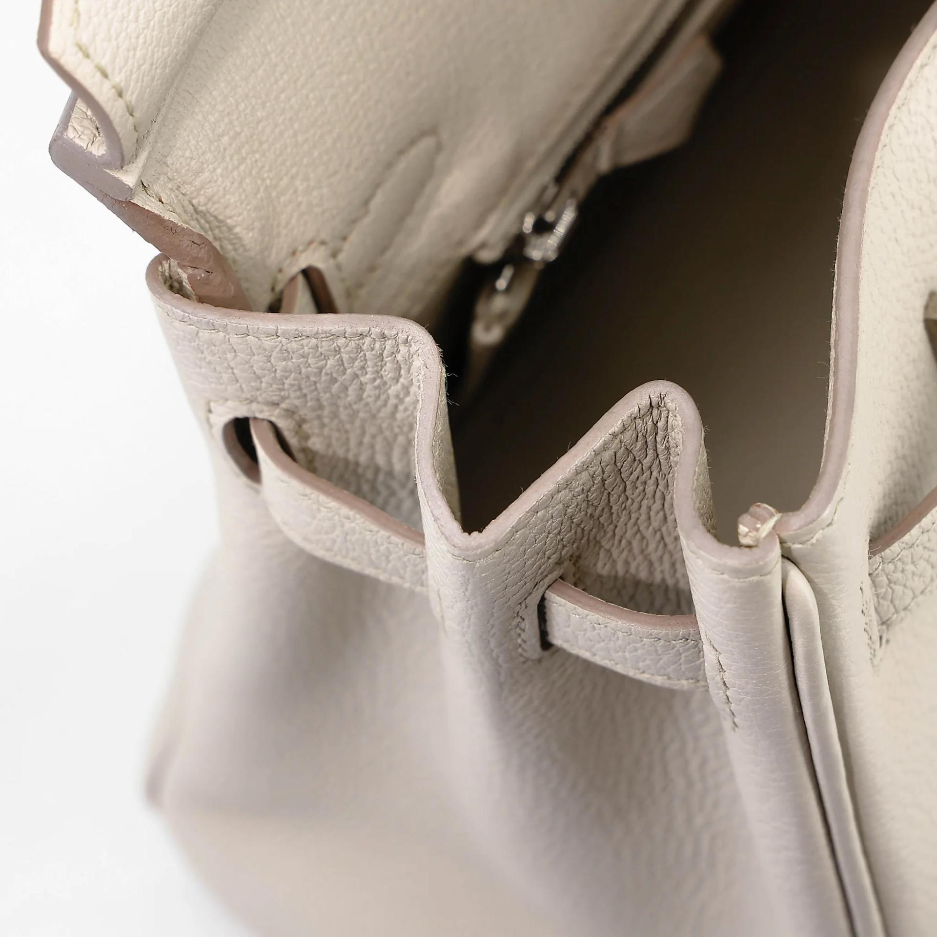 Very Good ( Rank A) HERMÈS Birkin 25 Beton (8L) Togo Palladium hardware U (2022) - 17