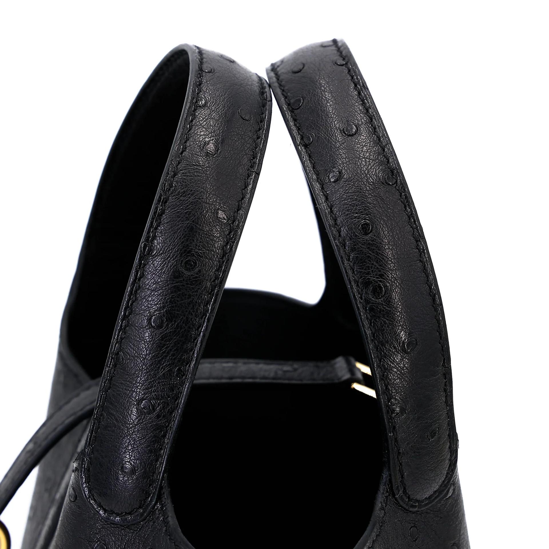 Unused ( Rank NS ) HERMÈS Picotin Lock Micro 14 Noir (89) Ostrich Gold hardware W (2024) - 3