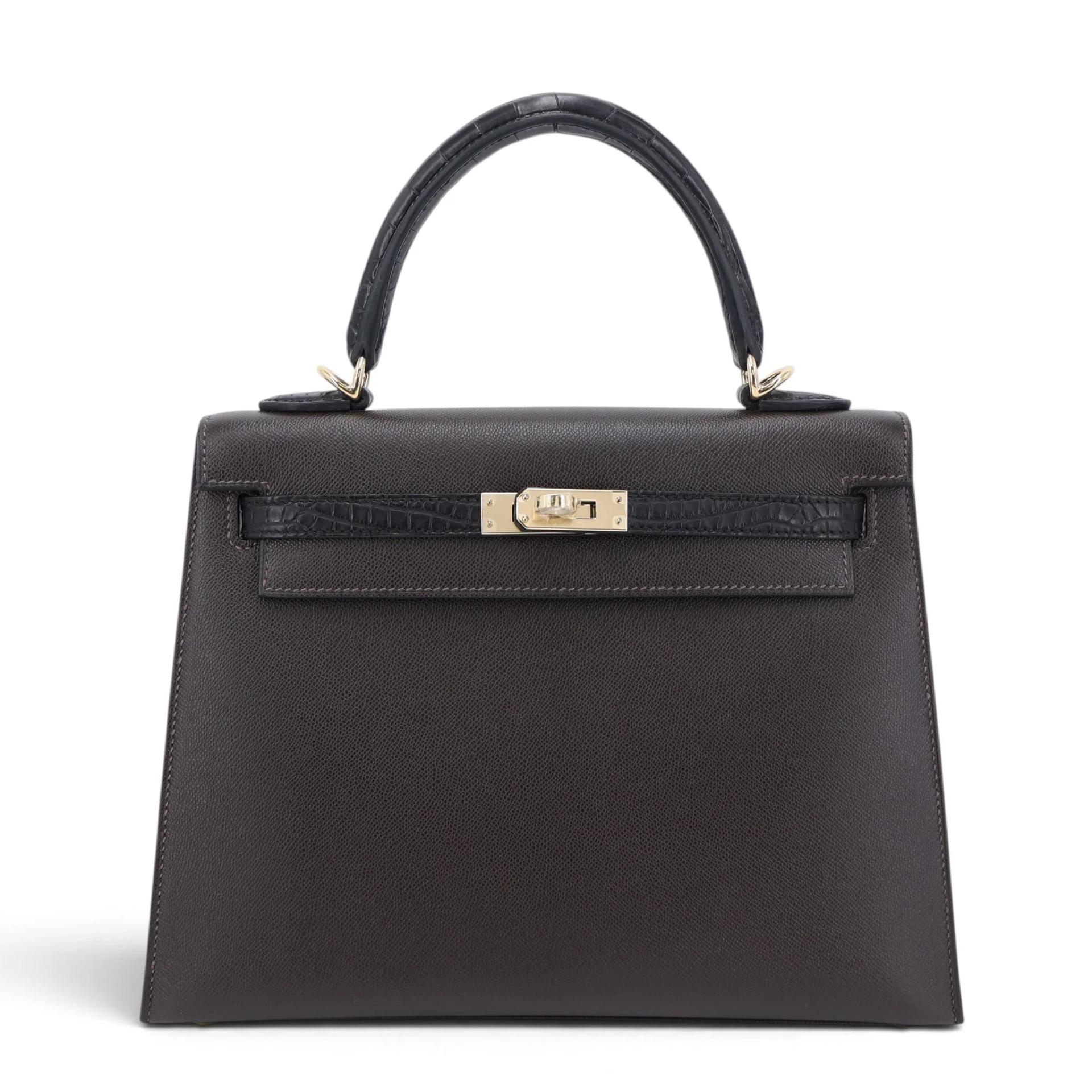 Kelly 25 Sellier Touch Bai Brun(T3) Noir (89)