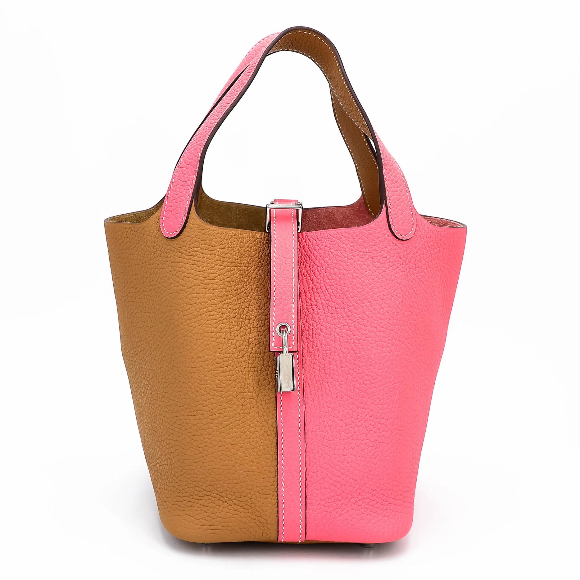 Picotin Lock PM Casaque Rose Azalee (8W) Sesame (2S)