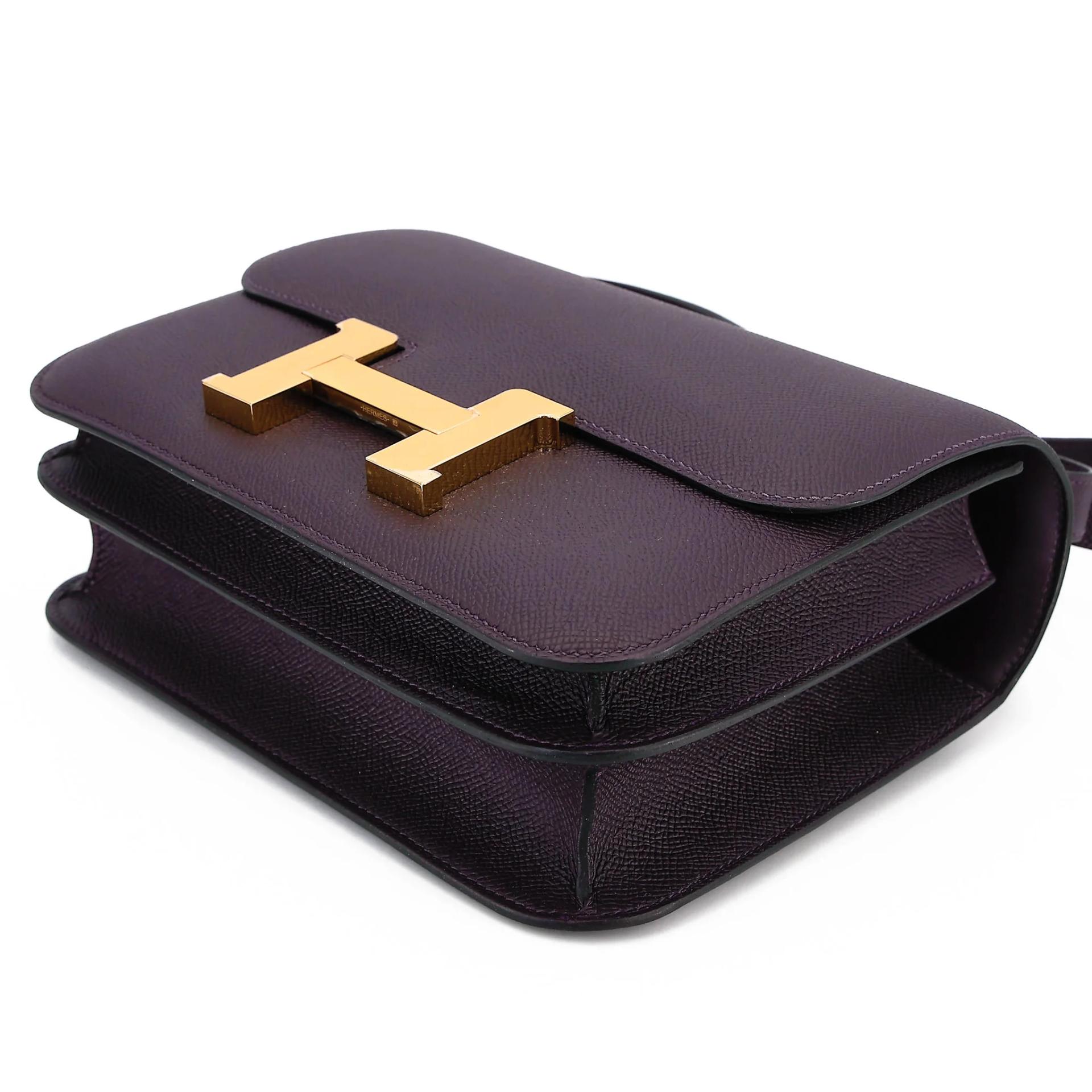 Unused ( Rank NS ) HERMÈS Constance 24 Raisin (59) Epsom Gold hardware D (2019) - 4