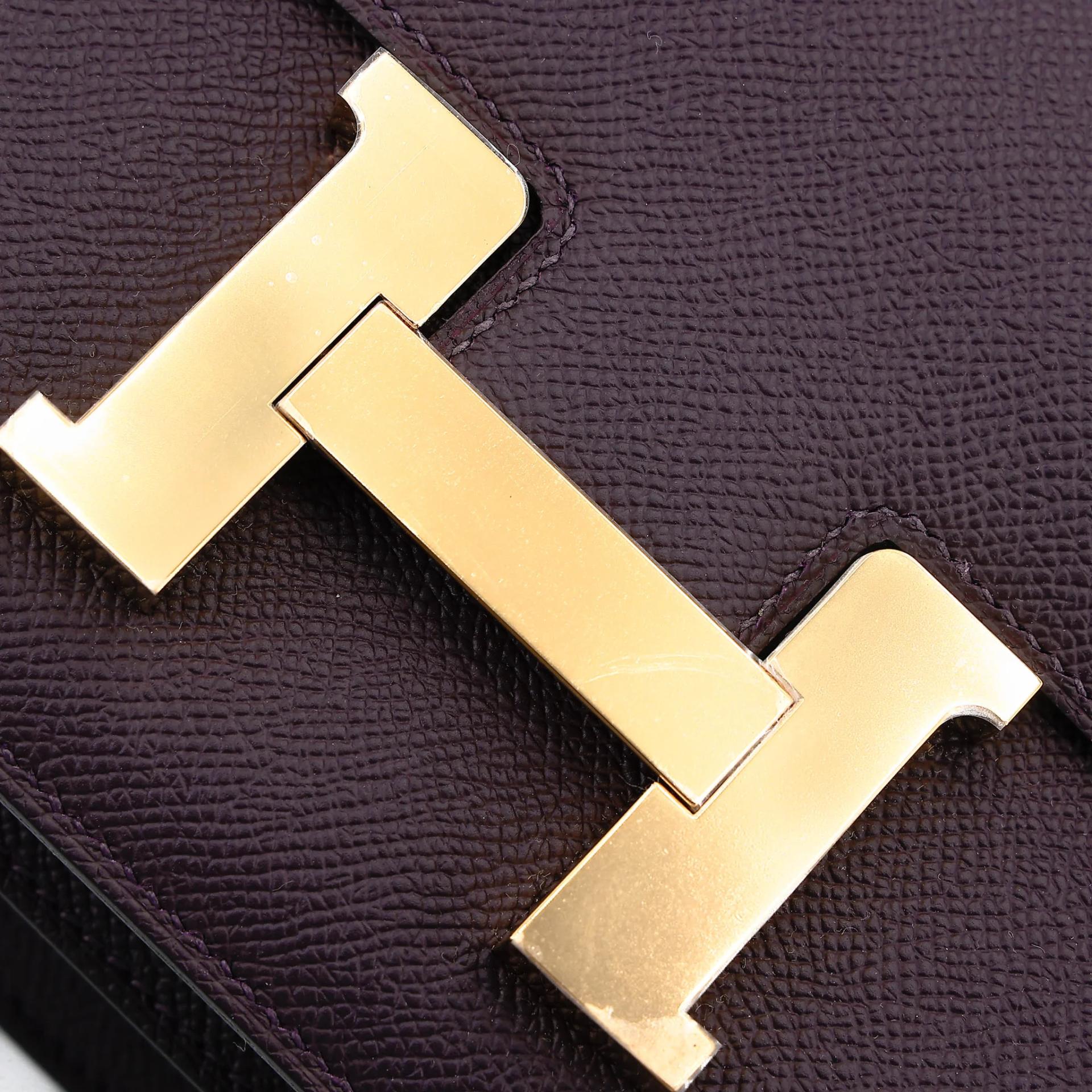 Unused ( Rank NS ) HERMÈS Constance 24 Raisin (59) Epsom Gold hardware D (2019) - 8