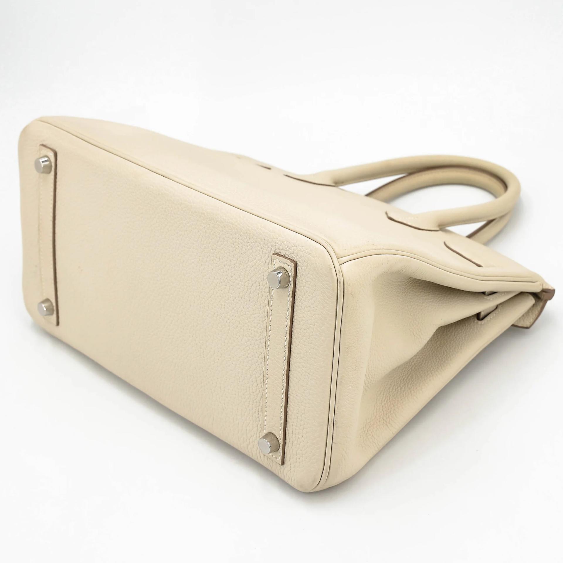 Very Good ( Rank A) HERMÈS Birkin 30 Craie (10) Togo Palladium hardware X (2016) - 6