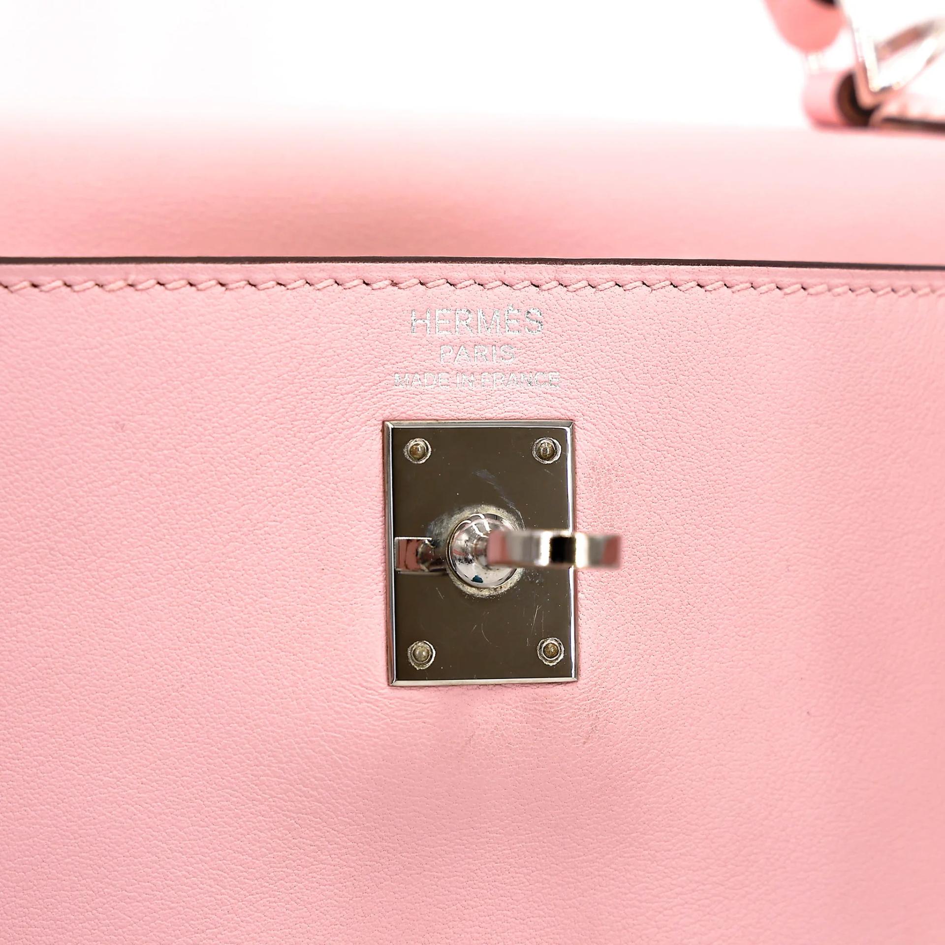 Very Good ( Rank A) HERMÈS Kelly 25 Rose Sakura (3Q) Swift Palladium hardware T (2015) - 19