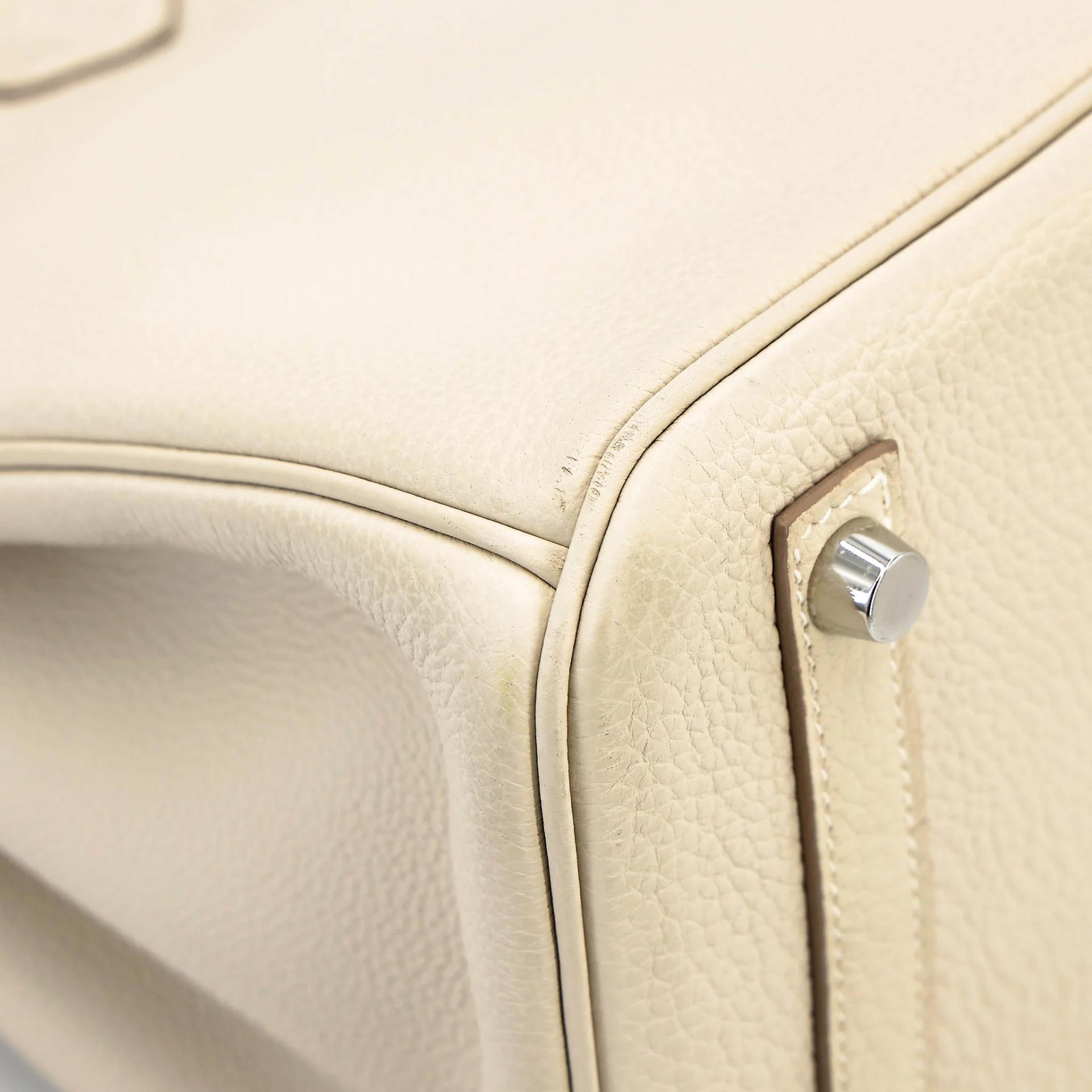 Very Good ( Rank A) HERMÈS Birkin 30 Craie (10) Togo Palladium hardware X (2016) - 11