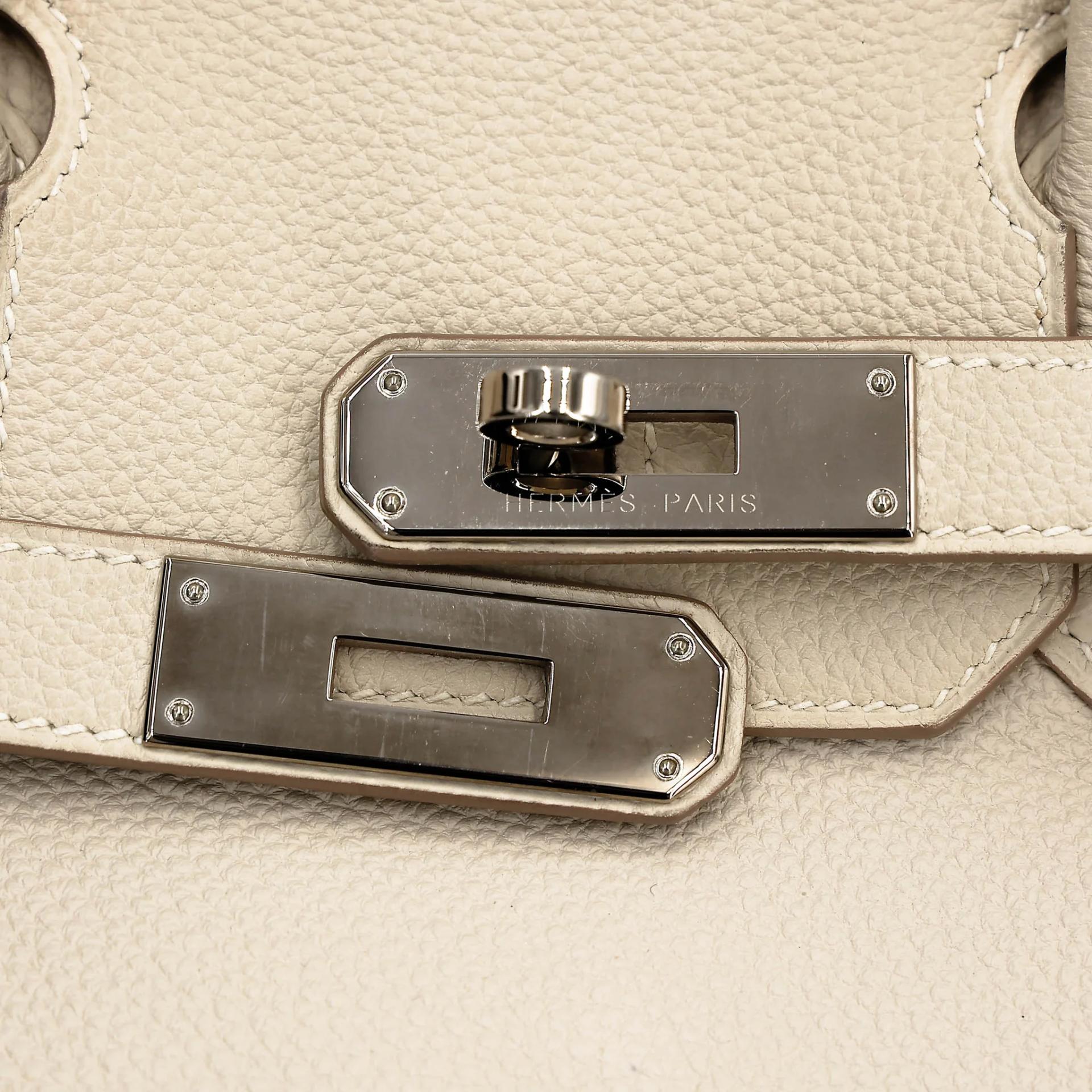 Very Good ( Rank A) HERMÈS Birkin 30 Craie (10) Togo Palladium hardware X (2016) - 17