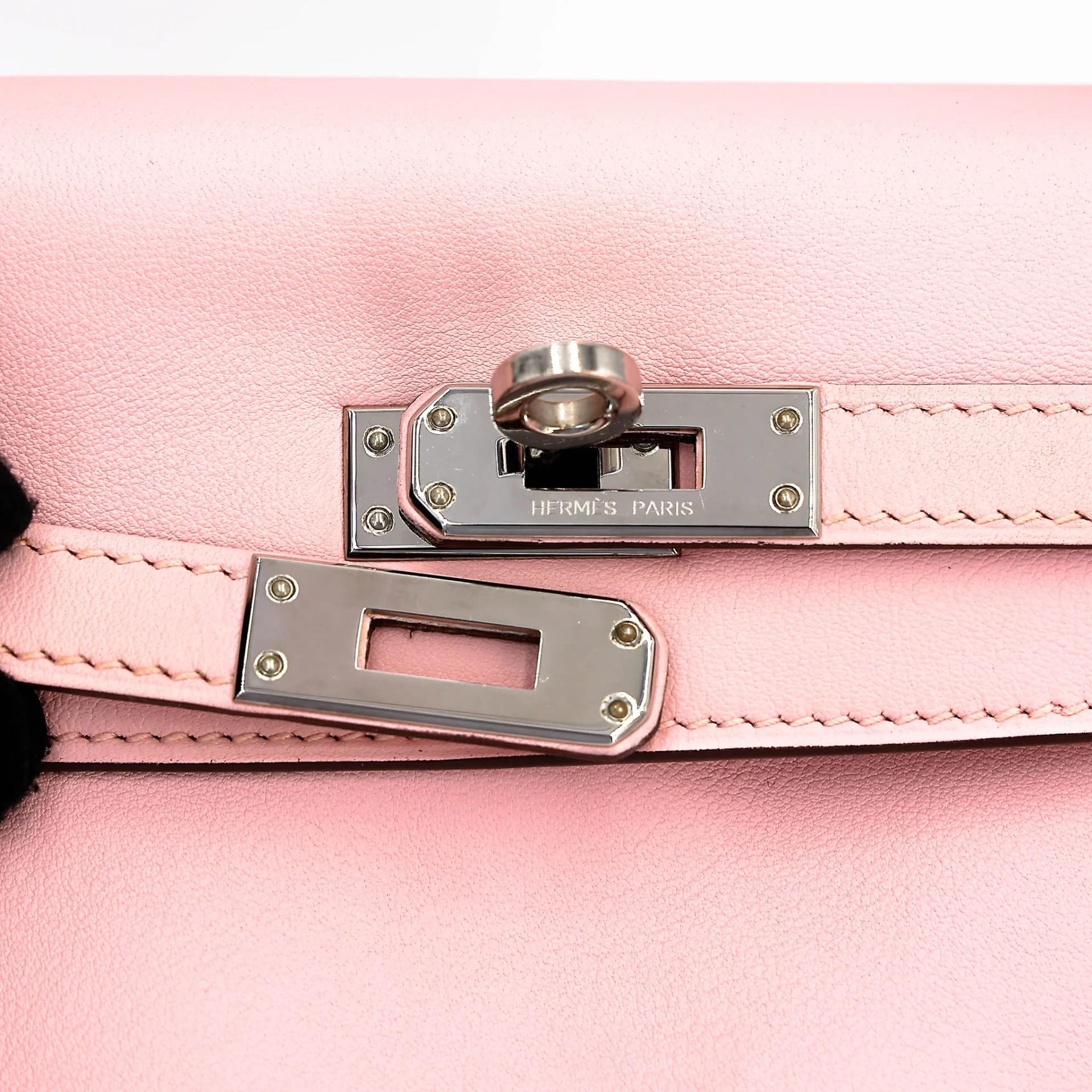 Very Good ( Rank A) HERMÈS Kelly 25 Rose Sakura (3Q) Swift Palladium hardware T (2015) - 13