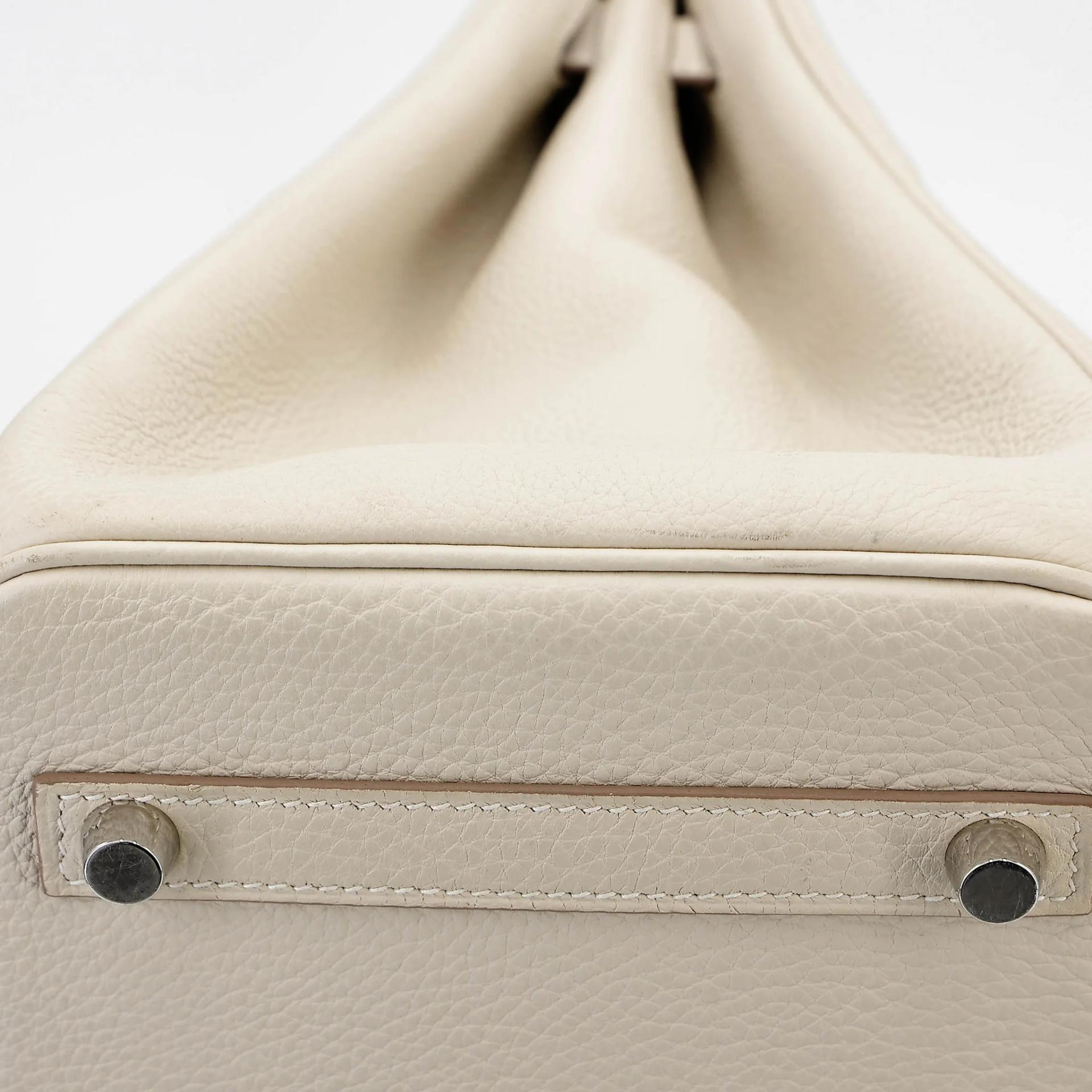 Very Good ( Rank A) HERMÈS Birkin 30 Craie (10) Togo Palladium hardware X (2016) - 13