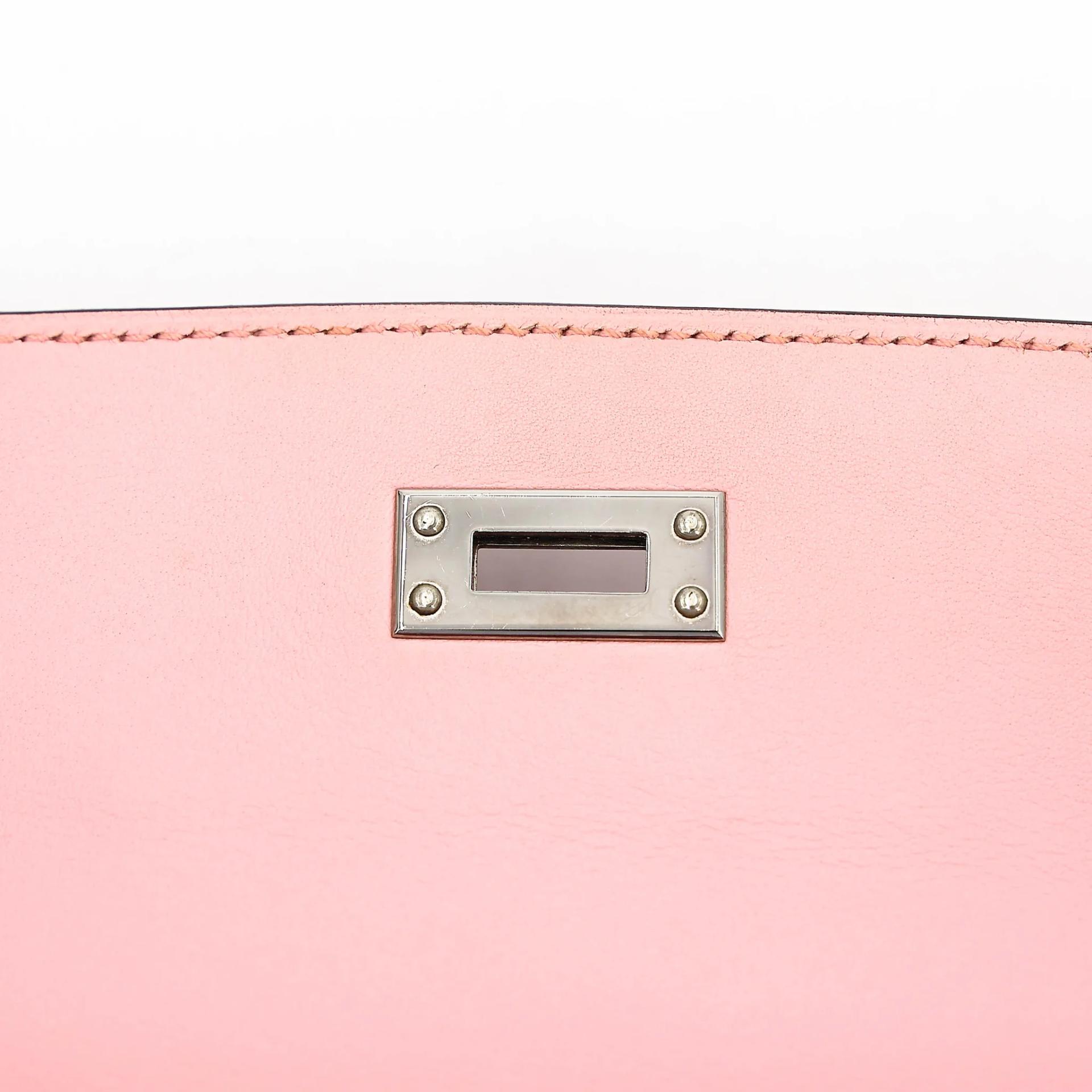 Very Good ( Rank A) HERMÈS Kelly 25 Rose Sakura (3Q) Swift Palladium hardware T (2015) - 17