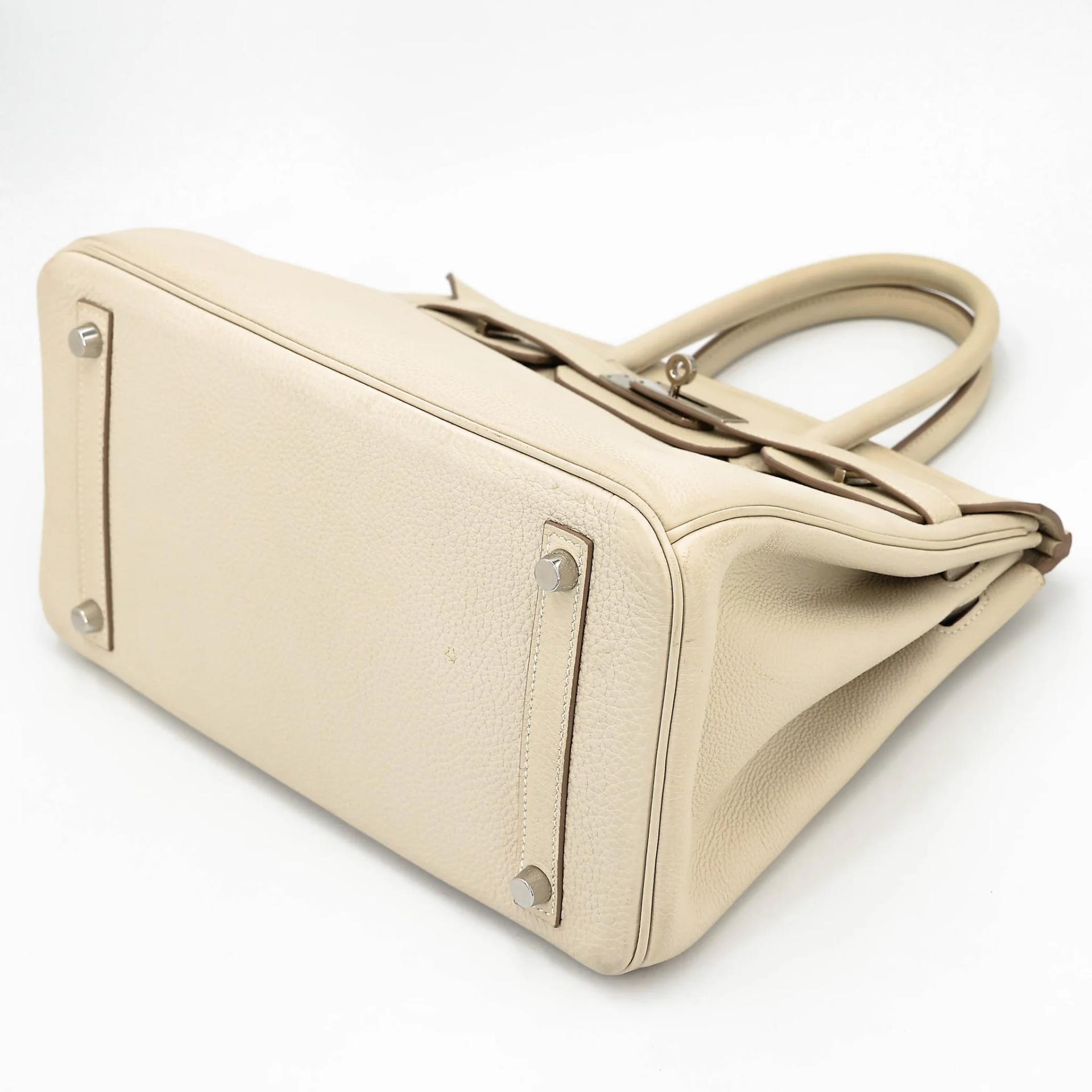 Very Good ( Rank A) HERMÈS Birkin 30 Craie (10) Togo Palladium hardware X (2016) - 4