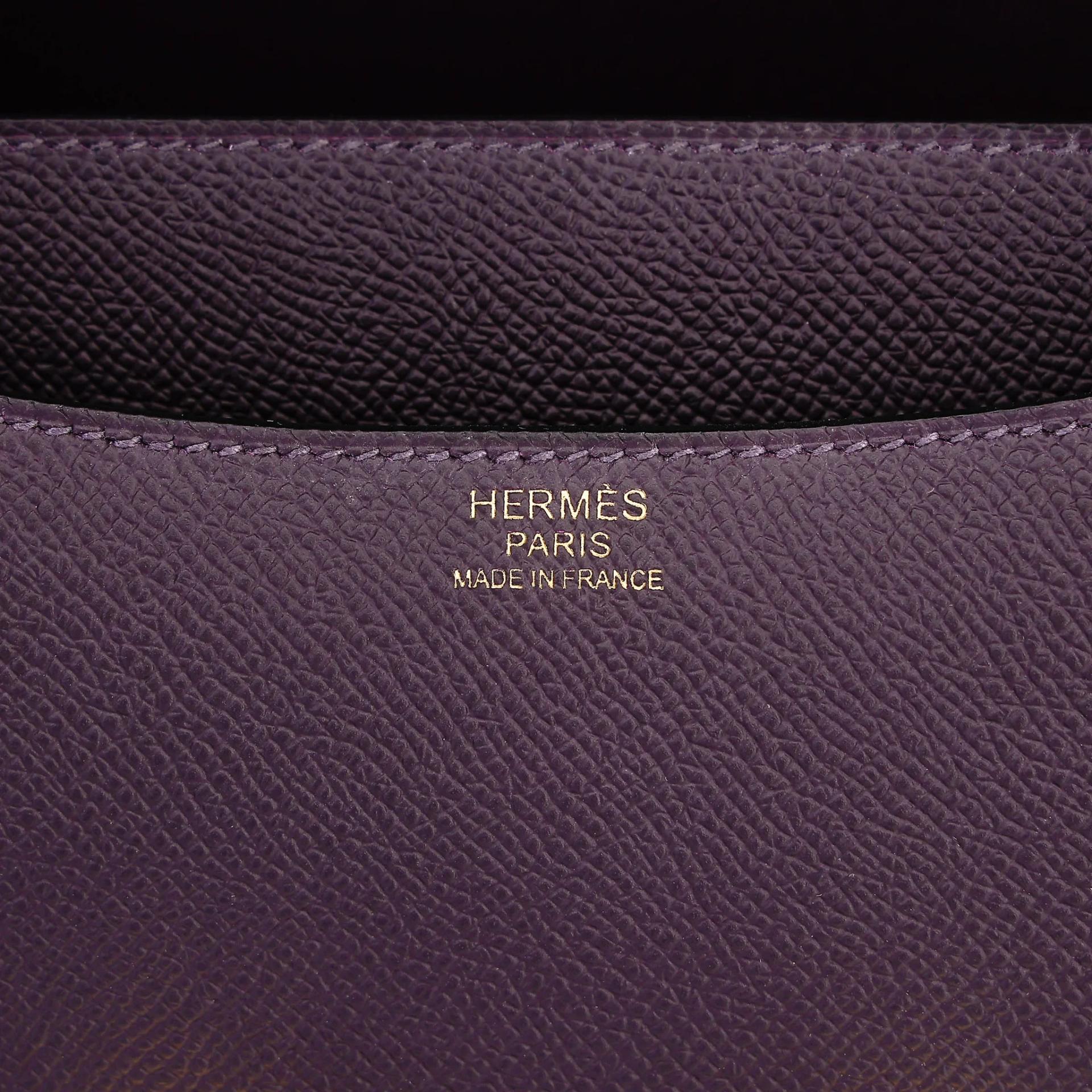Unused ( Rank NS ) HERMÈS Constance 24 Raisin (59) Epsom Gold hardware D (2019) - 12