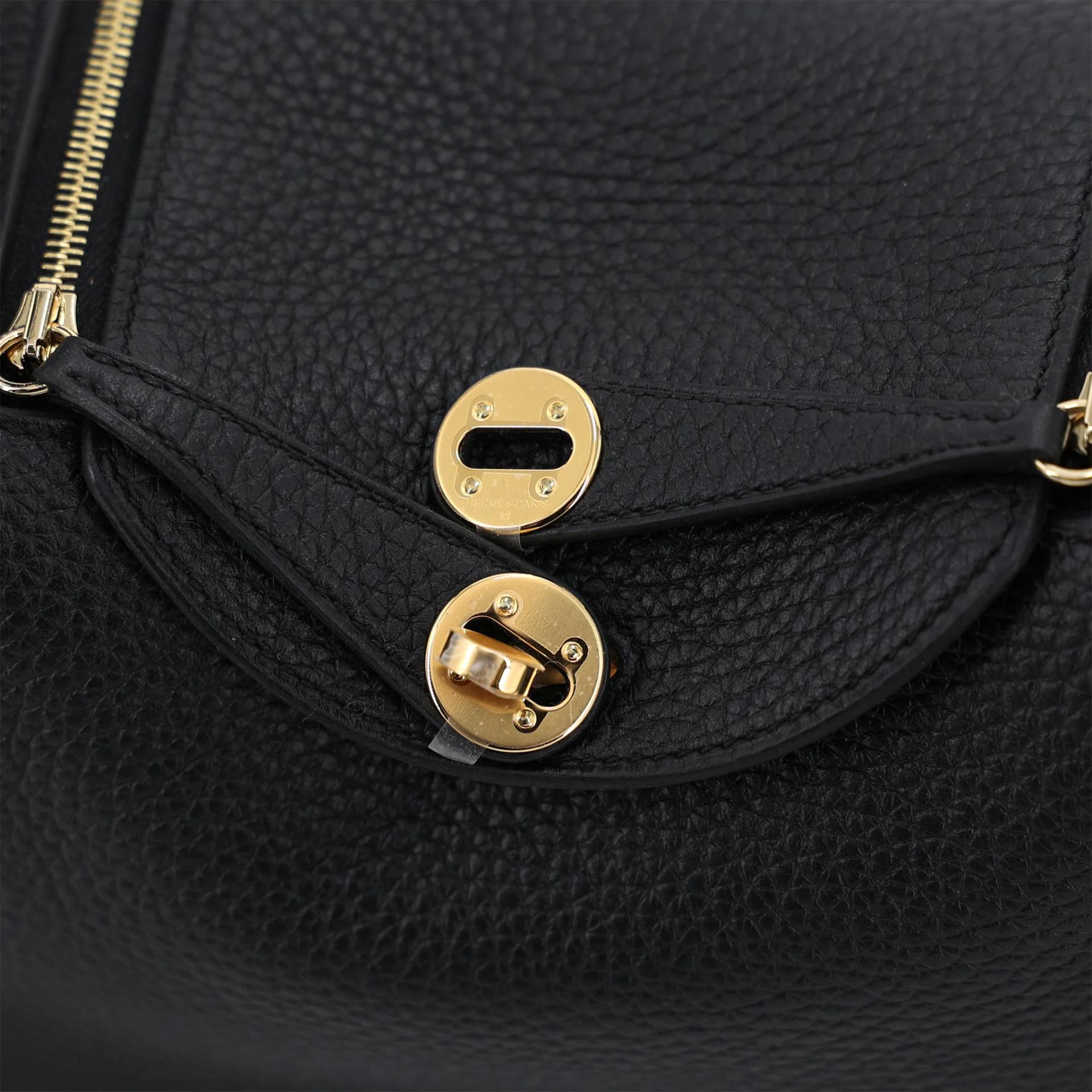 Unused ( Rank NS ) HERMÈS Mini Lindy Noir (89) Clemence Gold hardware B (2023) - 8
