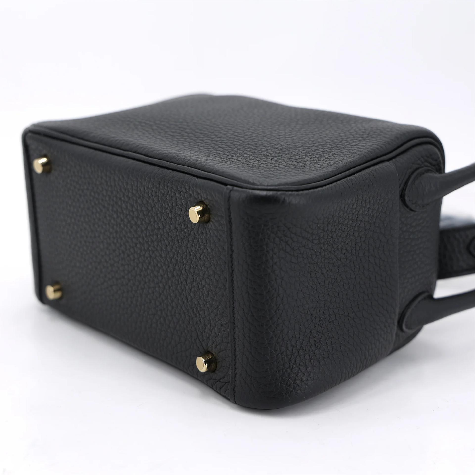 Unused ( Rank NS ) HERMÈS Mini Lindy Noir (89) Clemence Gold hardware B (2023) - 7