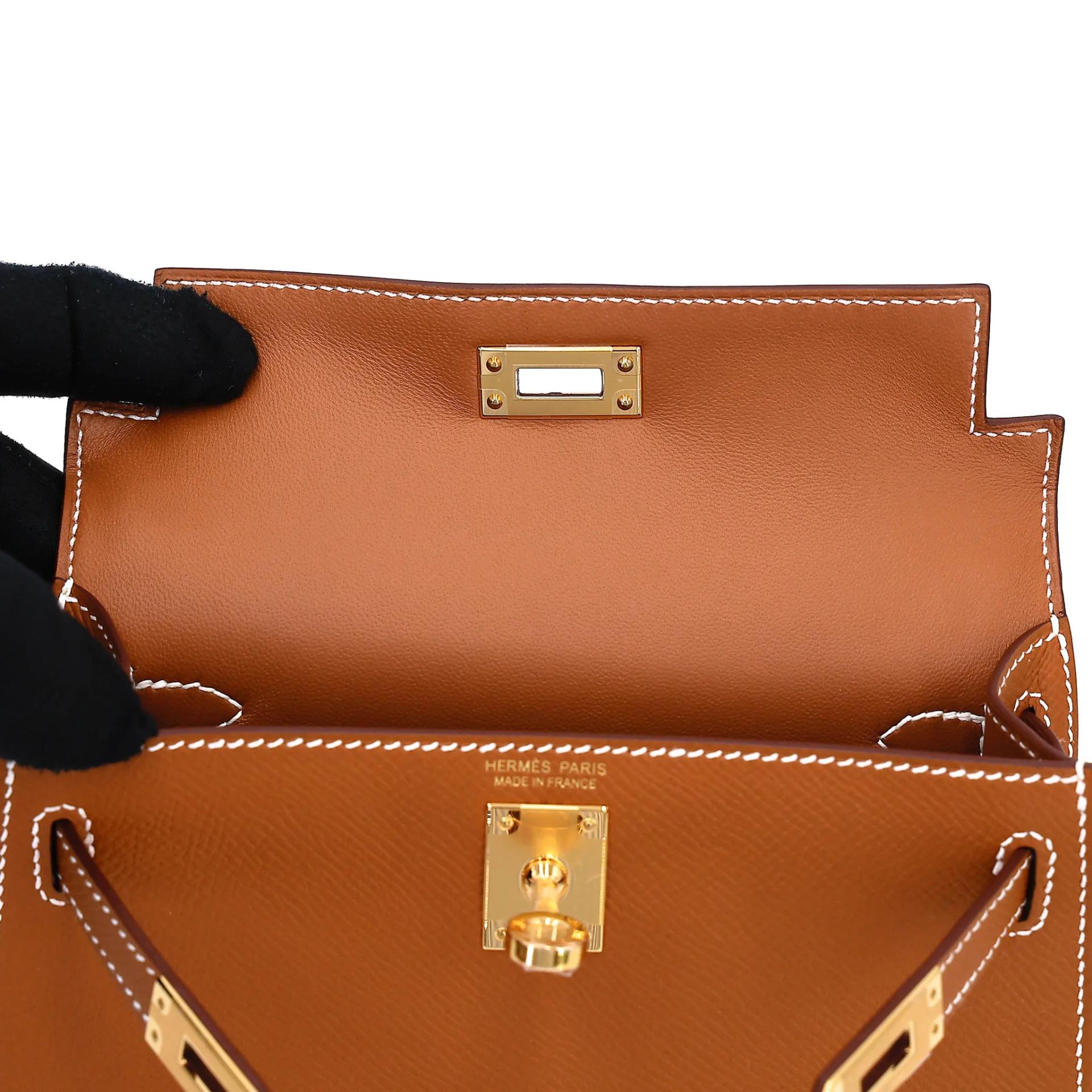 Brand New ( Rank N ) HERMÈS Mini Kelly II Gold (37) Epsom Gold hardware G (2026) - 12
