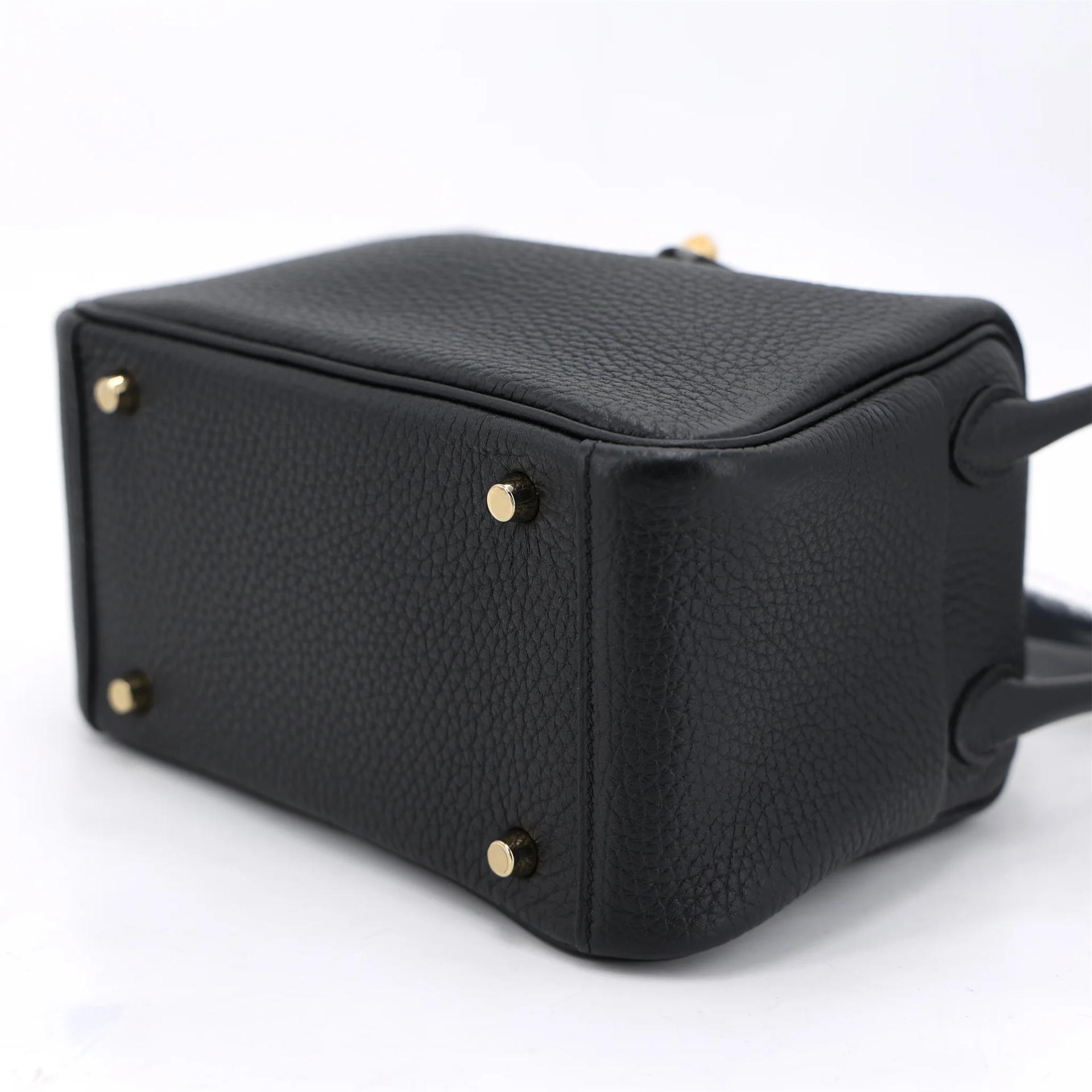 Unused ( Rank NS ) HERMÈS Mini Lindy Noir (89) Clemence Gold hardware B (2023) - 5