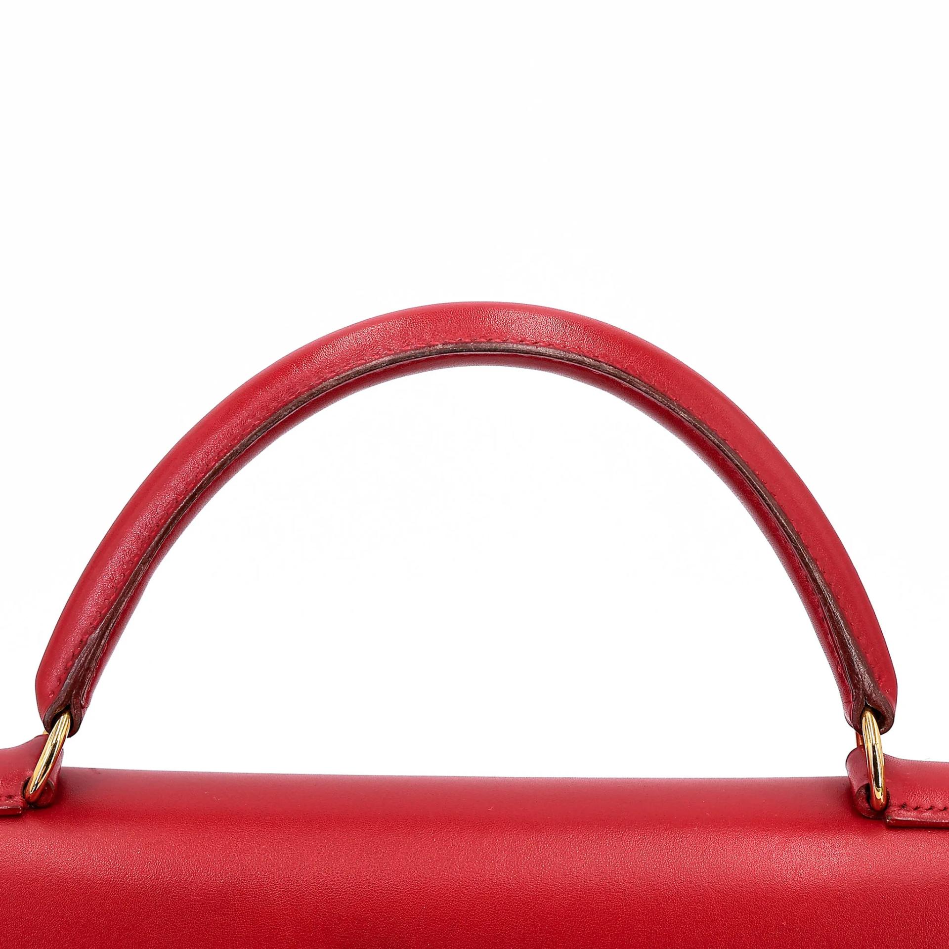 Good ( Rank AB) HERMÈS Kelly 32 Sellier Rouge Vif (53) Box-calf Gold hardware Circle X (1994) - 17