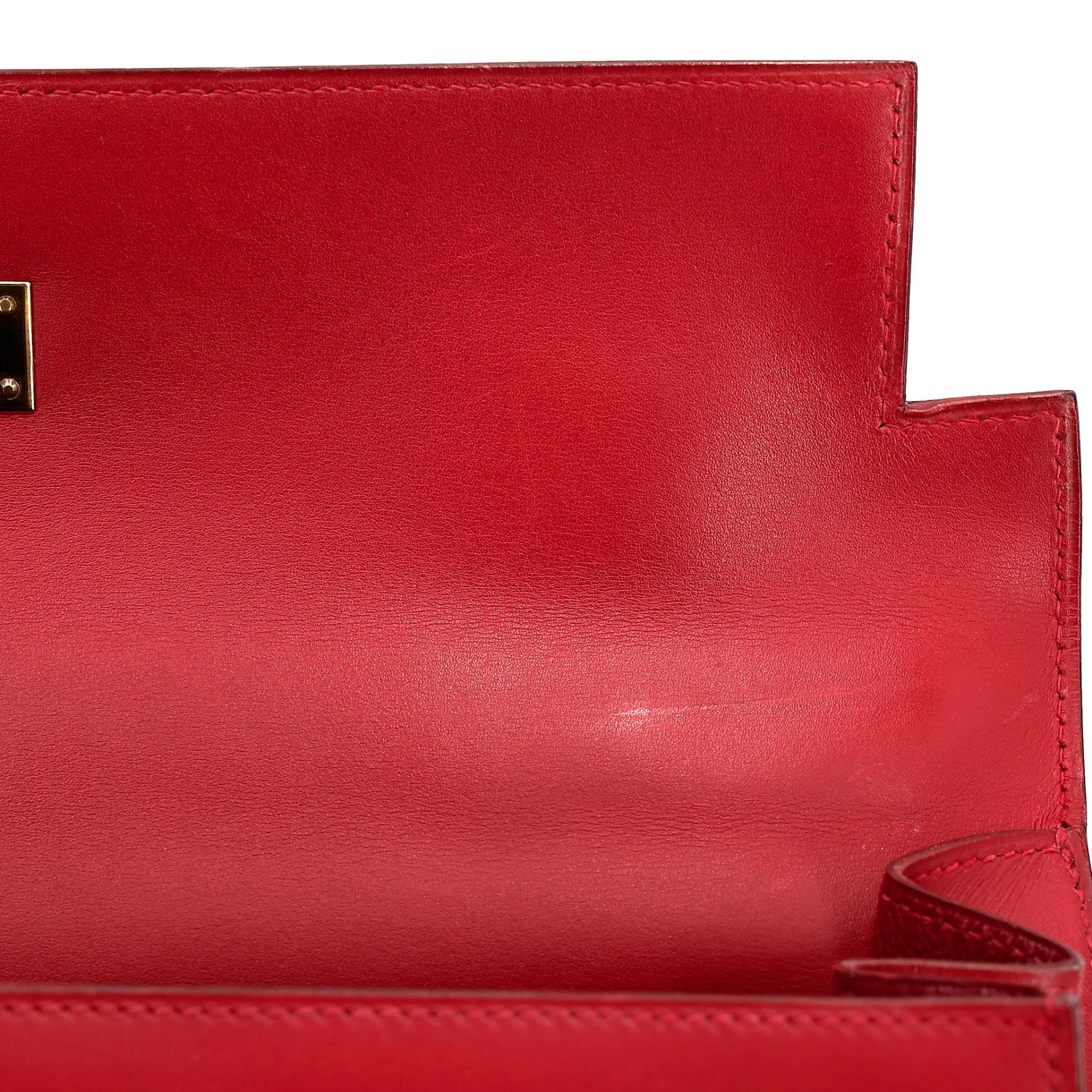 Good ( Rank AB) HERMÈS Kelly 32 Sellier Rouge Vif (53) Box-calf Gold hardware Circle X (1994) - 25