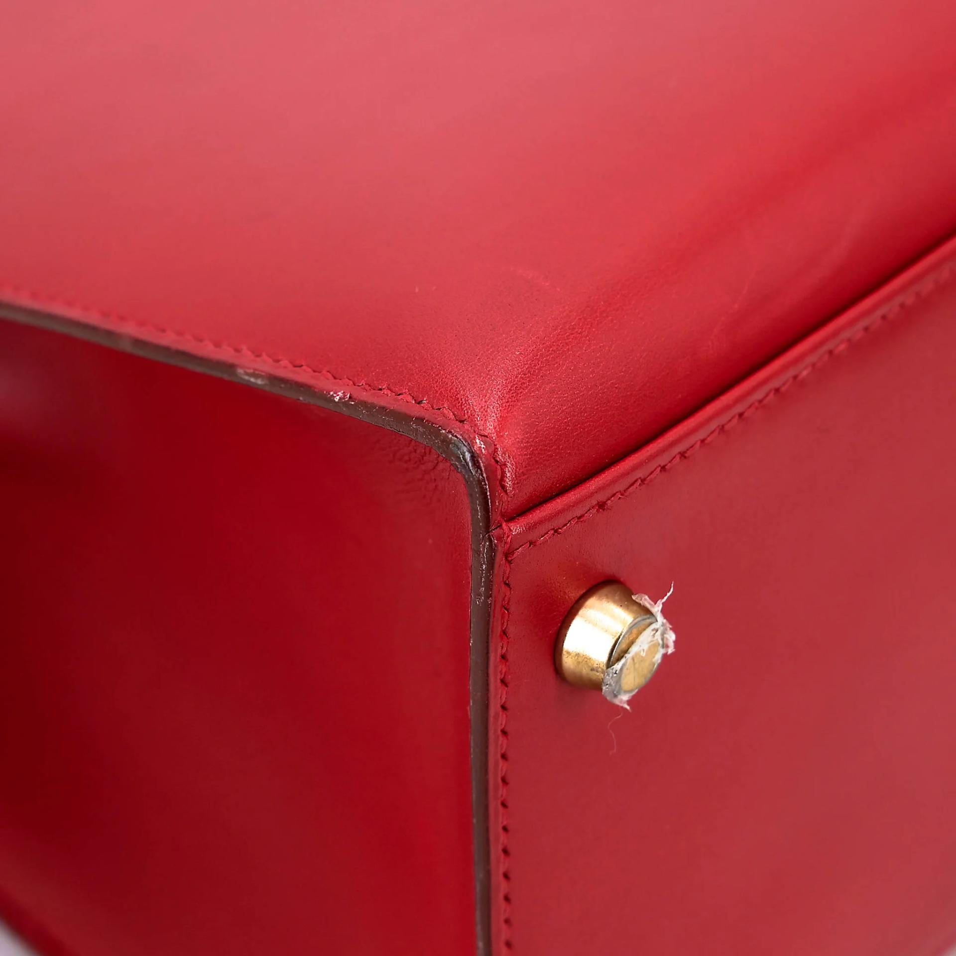 Good ( Rank AB) HERMÈS Kelly 32 Sellier Rouge Vif (53) Box-calf Gold hardware Circle X (1994) - 11