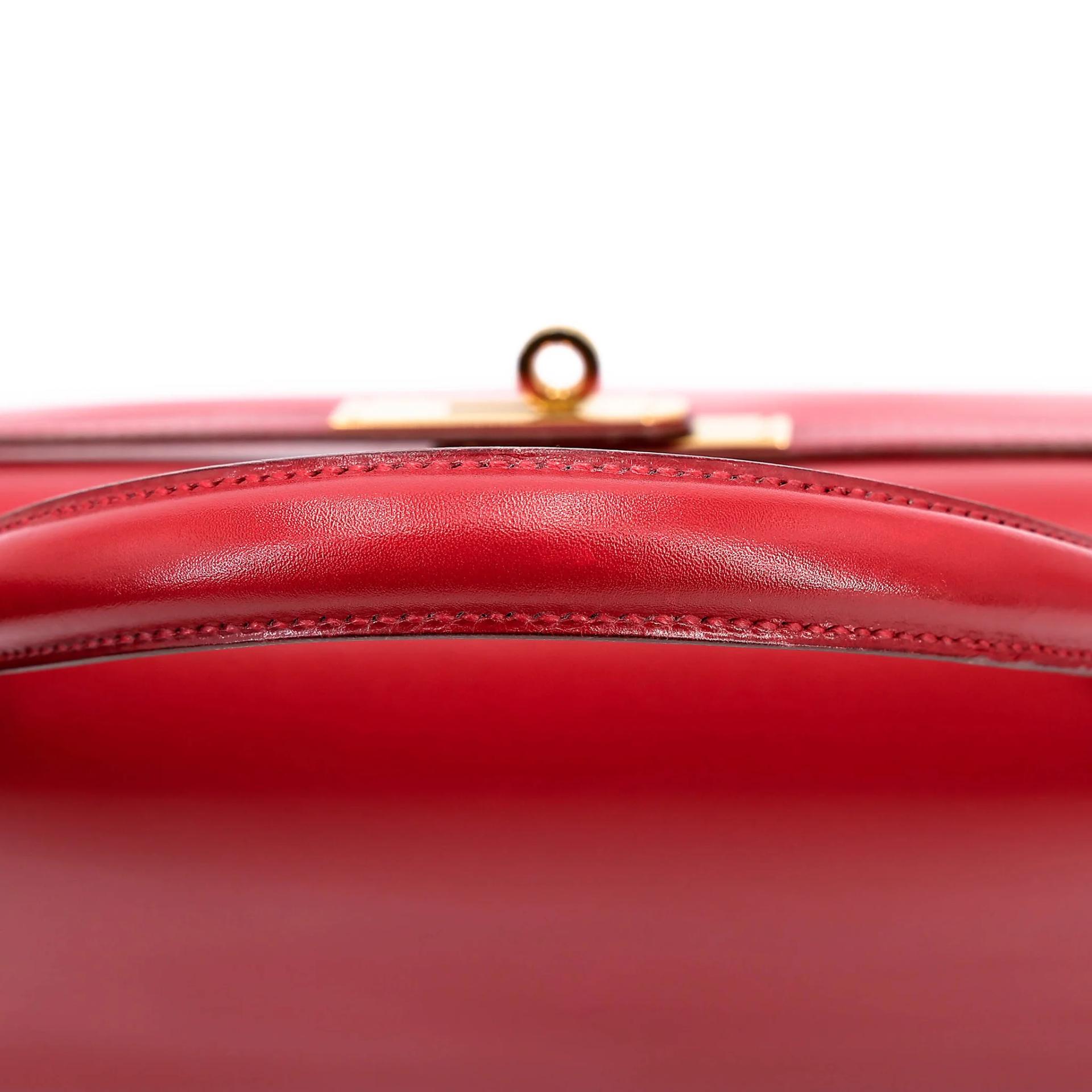Good ( Rank AB) HERMÈS Kelly 32 Sellier Rouge Vif (53) Box-calf Gold hardware Circle X (1994) - 18