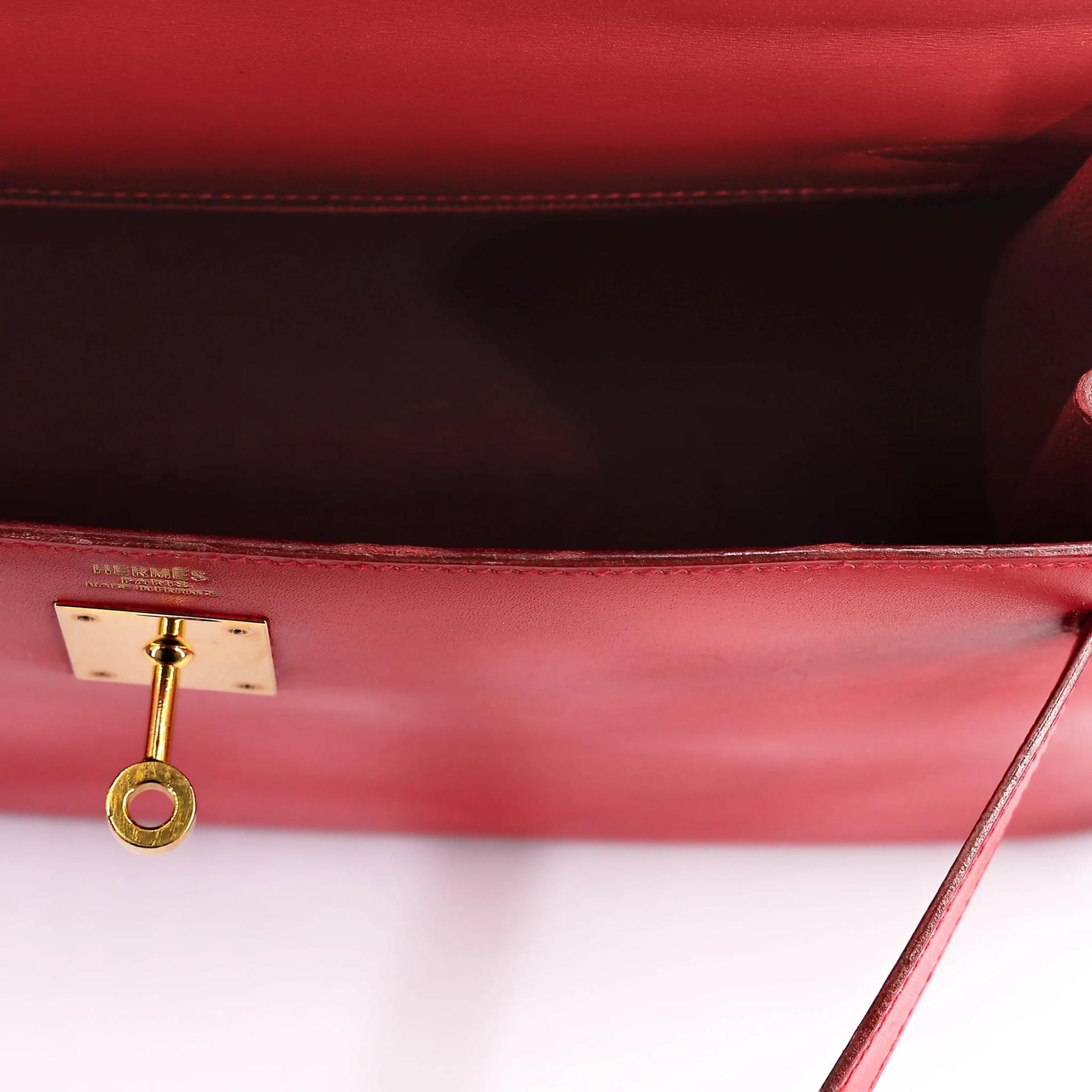 Good ( Rank AB) HERMÈS Kelly 32 Sellier Rouge Vif (53) Box-calf Gold hardware Circle X (1994) - 30