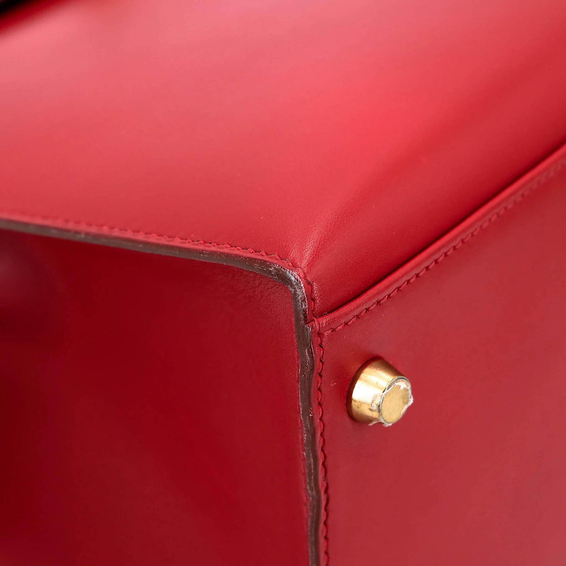 Good ( Rank AB) HERMÈS Kelly 32 Sellier Rouge Vif (53) Box-calf Gold hardware Circle X (1994) - 9