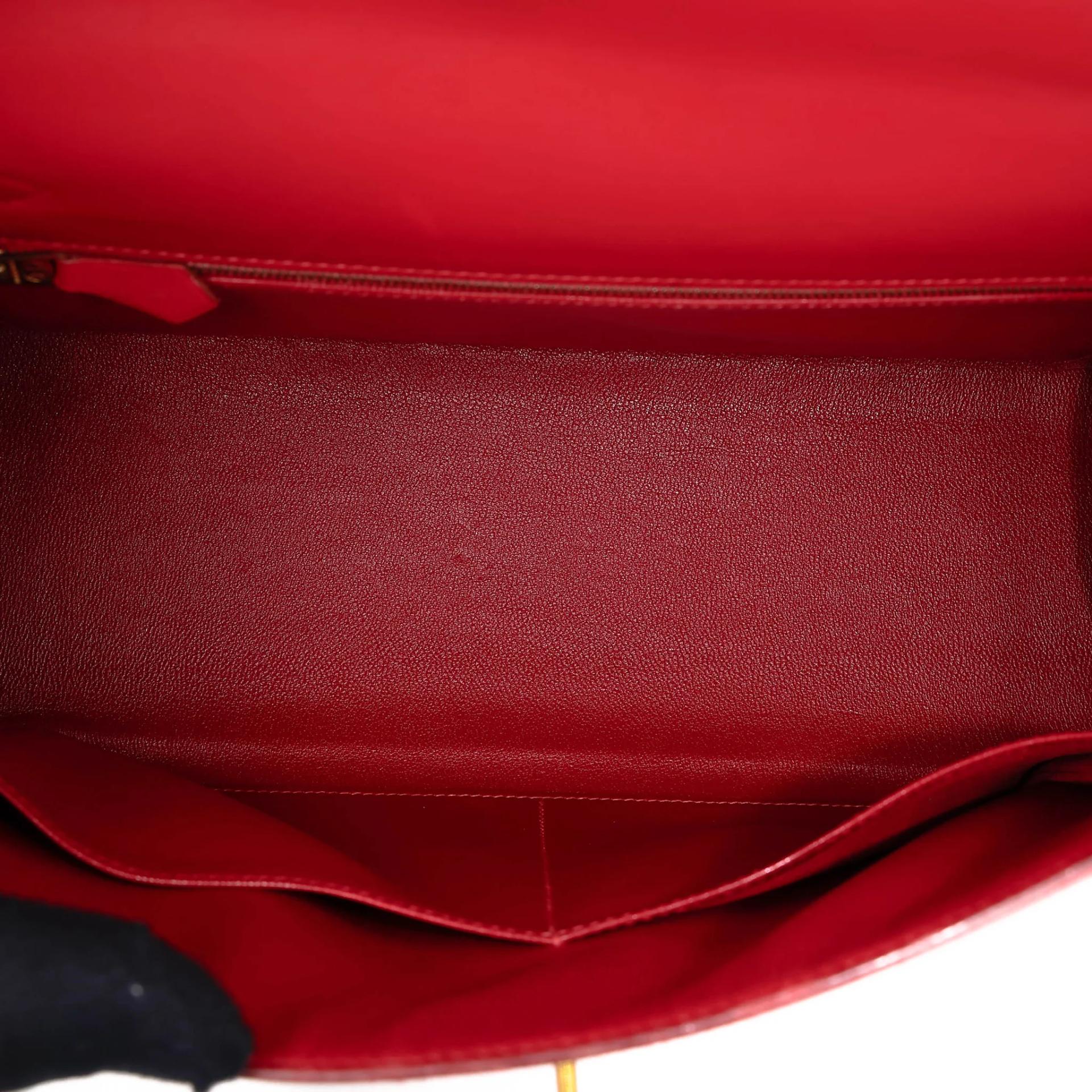 Good ( Rank AB) HERMÈS Kelly 32 Sellier Rouge Vif (53) Box-calf Gold hardware Circle X (1994) - 34