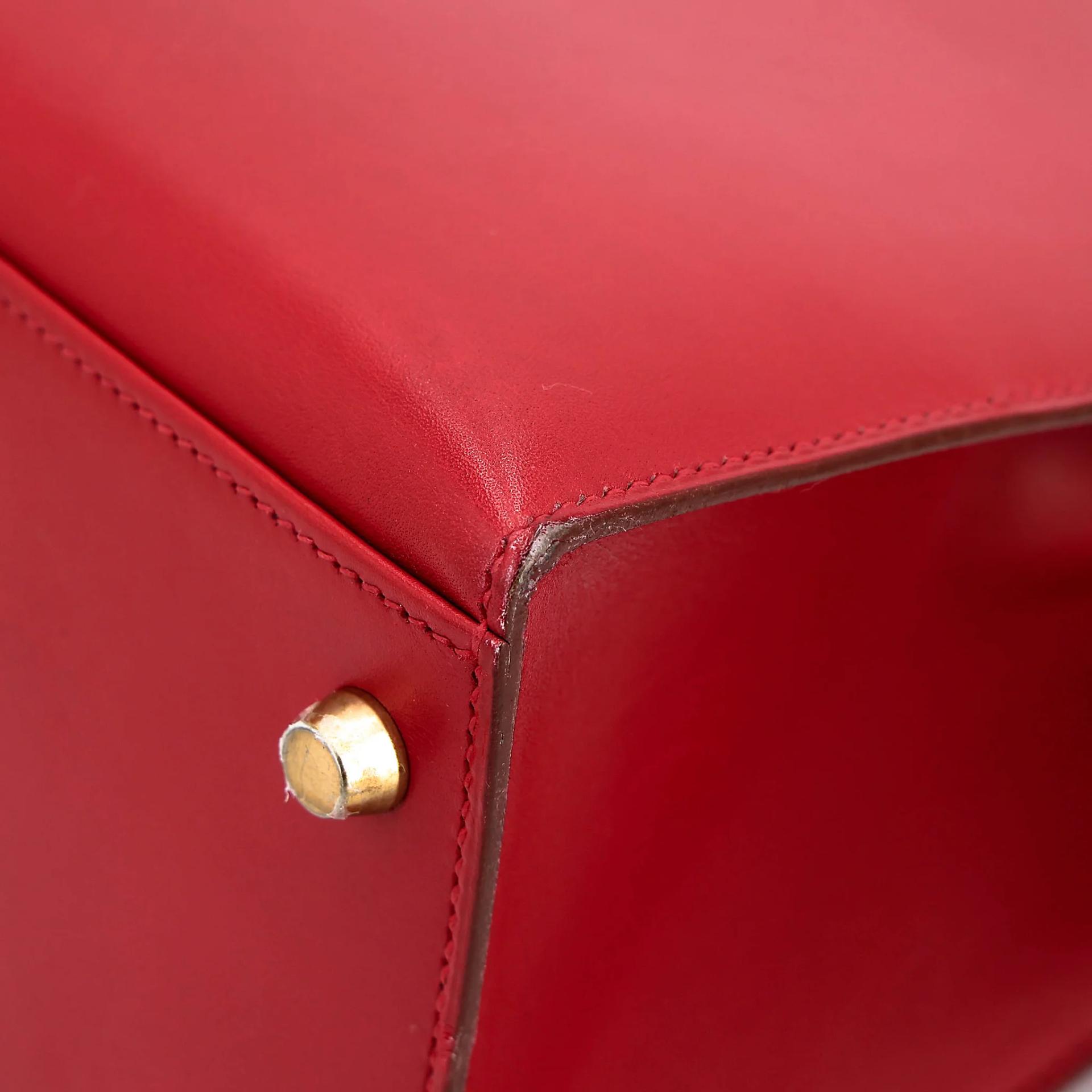 Good ( Rank AB) HERMÈS Kelly 32 Sellier Rouge Vif (53) Box-calf Gold hardware Circle X (1994) - 10