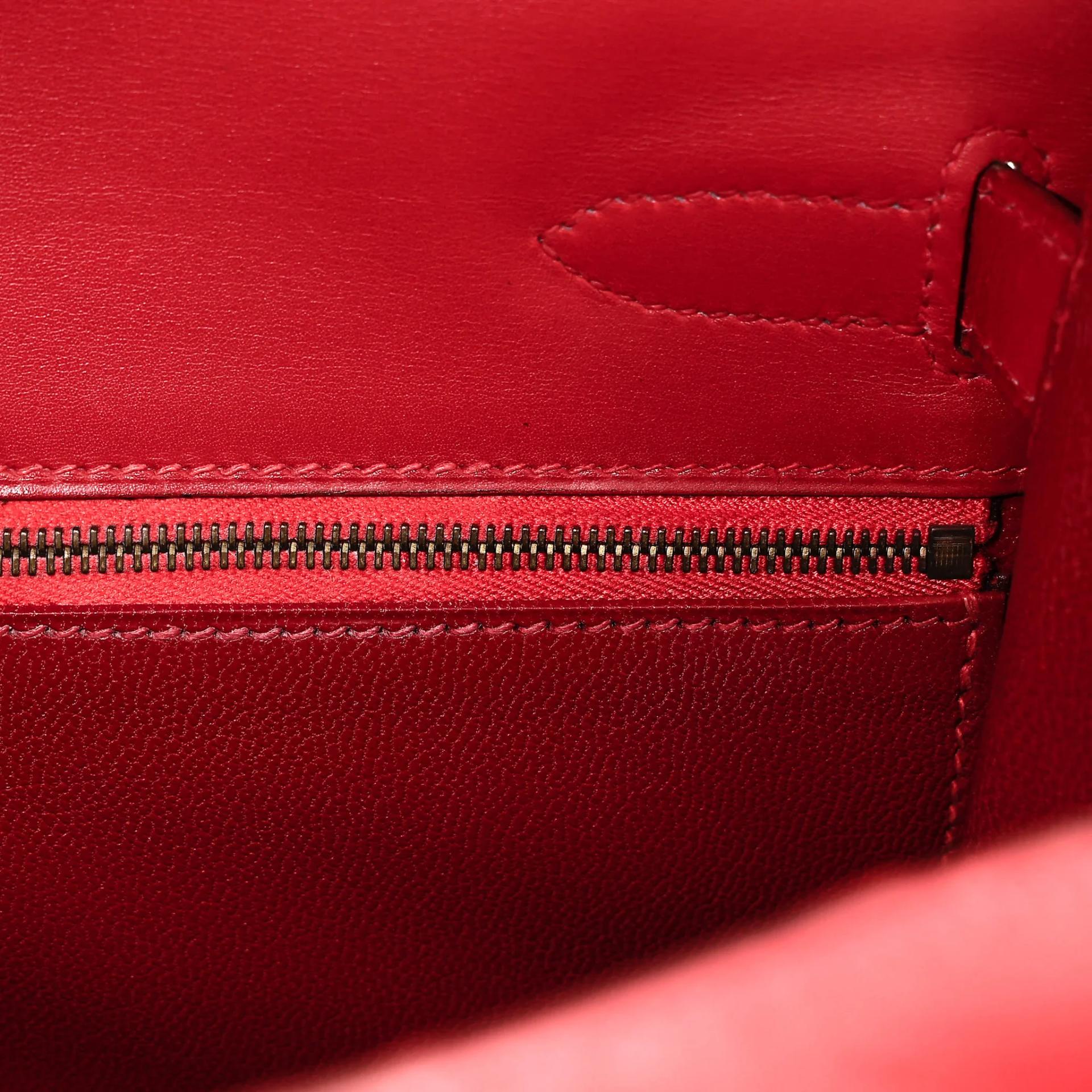 Good ( Rank AB) HERMÈS Kelly 32 Sellier Rouge Vif (53) Box-calf Gold hardware Circle X (1994) - 28