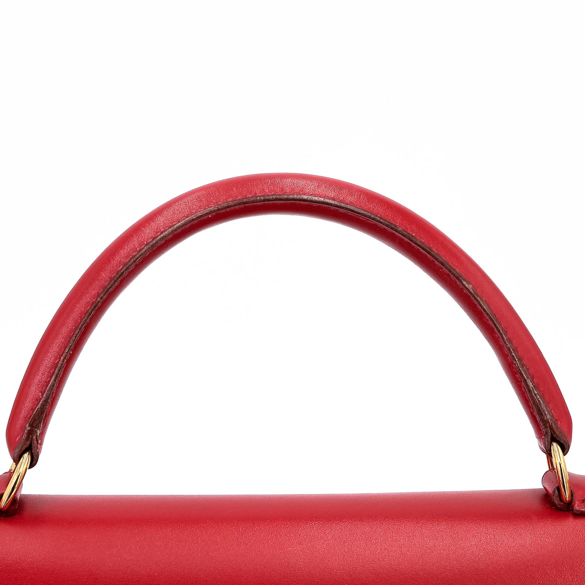 Good ( Rank AB) HERMÈS Kelly 32 Sellier Rouge Vif (53) Box-calf Gold hardware Circle X (1994) - 16