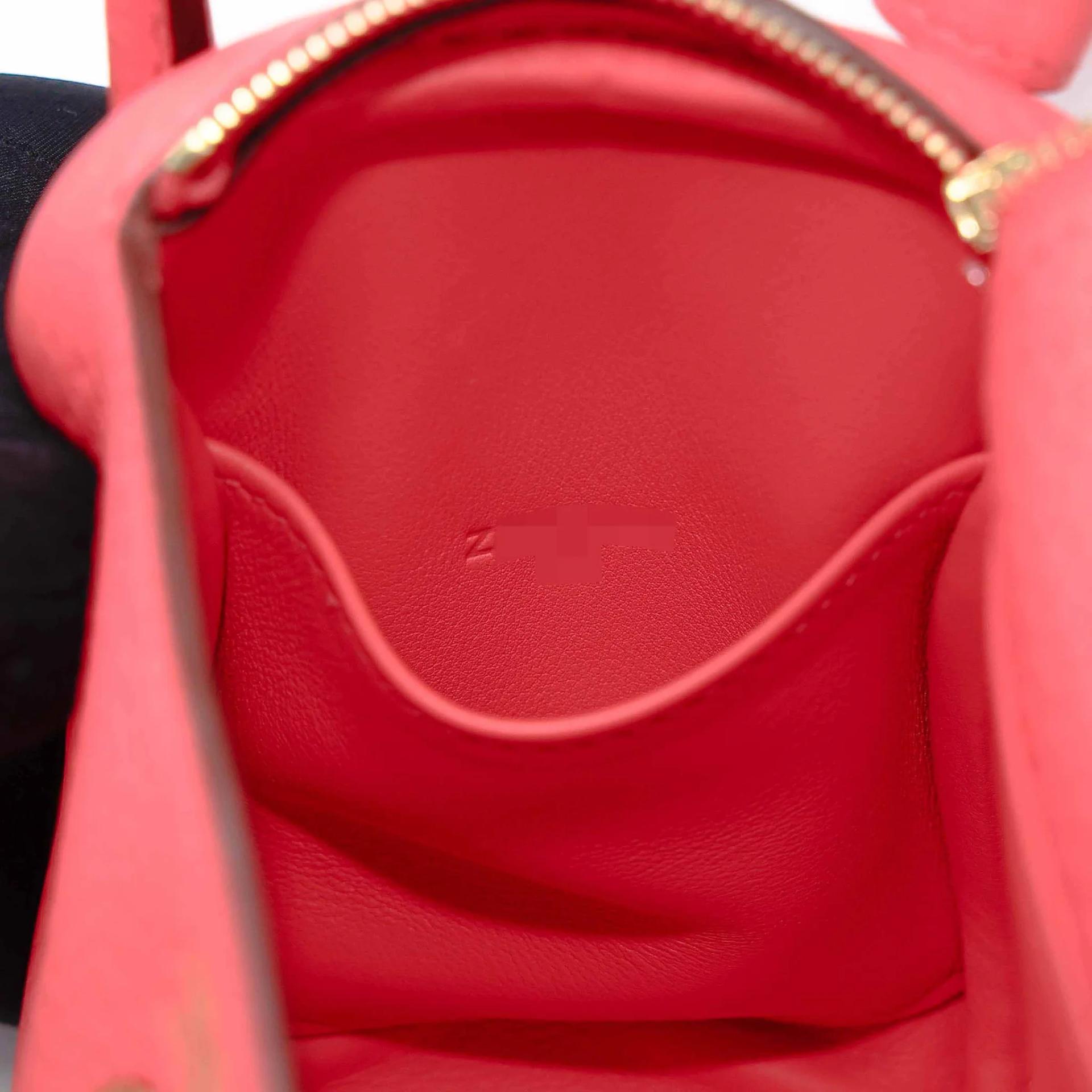 Excellent ( Rank SA ) HERMÈS Mini Lindy Rose Jaipur (T5) Clemence Gold hardware Z (2021) - 15