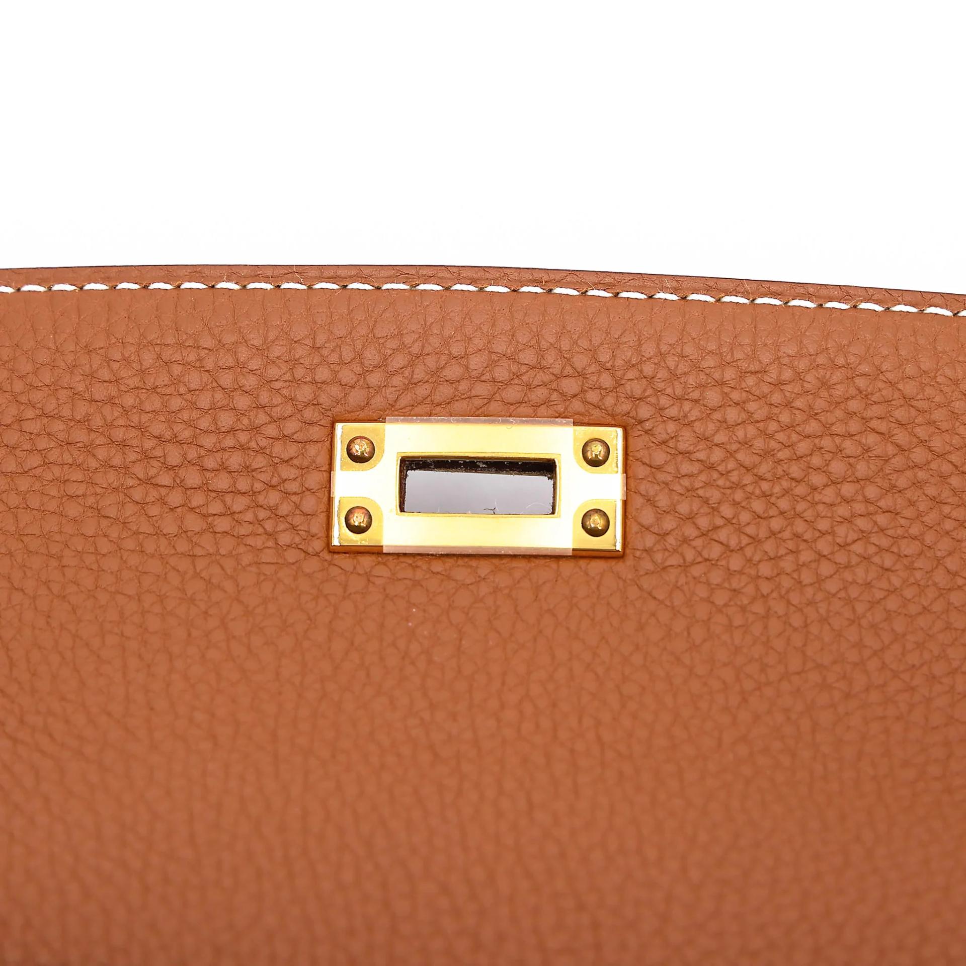 Excellent ( Rank SA ) HERMÈS Kelly 25 Gold (37) Togo Gold hardware Z (2021) - 12