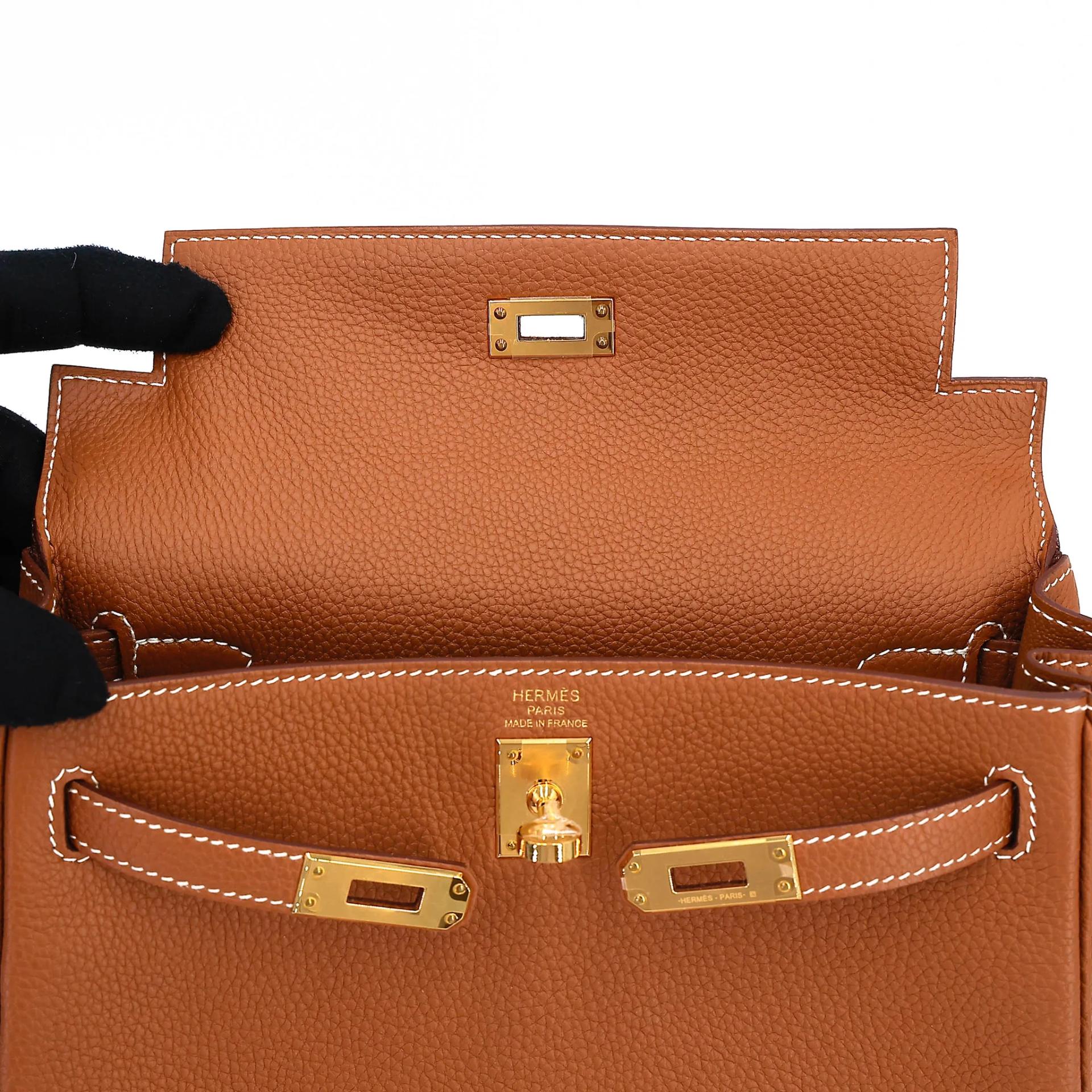 Excellent ( Rank SA ) HERMÈS Kelly 25 Gold (37) Togo Gold hardware Z (2021) - 13
