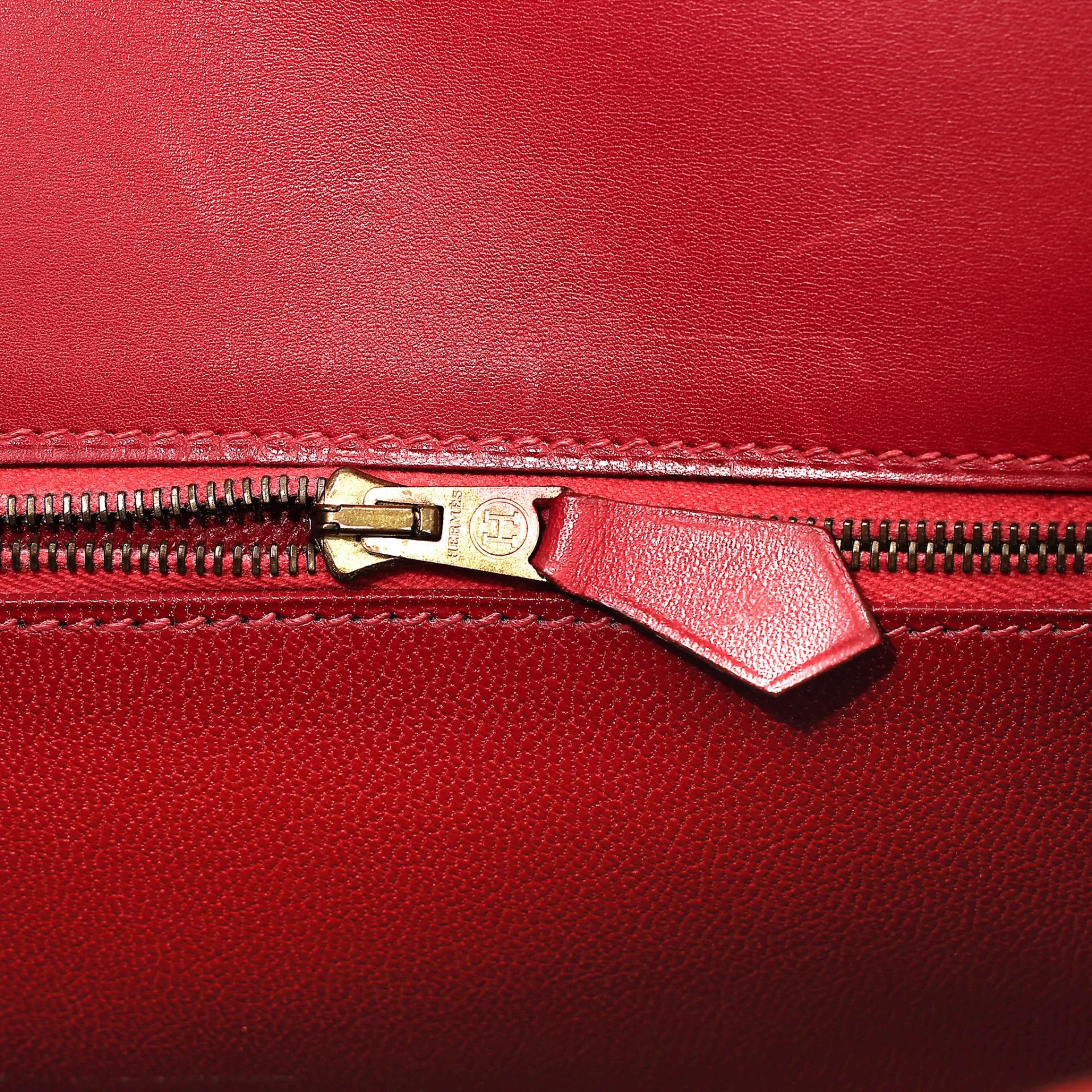 Good ( Rank AB) HERMÈS Kelly 32 Sellier Rouge Vif (53) Box-calf Gold hardware Circle X (1994) - 27