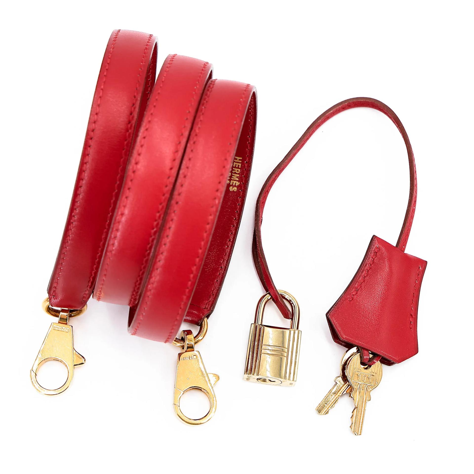 Good ( Rank AB) HERMÈS Kelly 32 Sellier Rouge Vif (53) Box-calf Gold hardware Circle X (1994) - 35